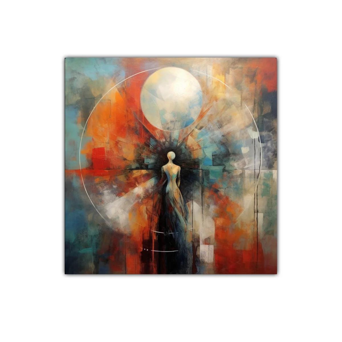 Figura humana abstracta con halo de luz y contraste vibrante — imagen principal