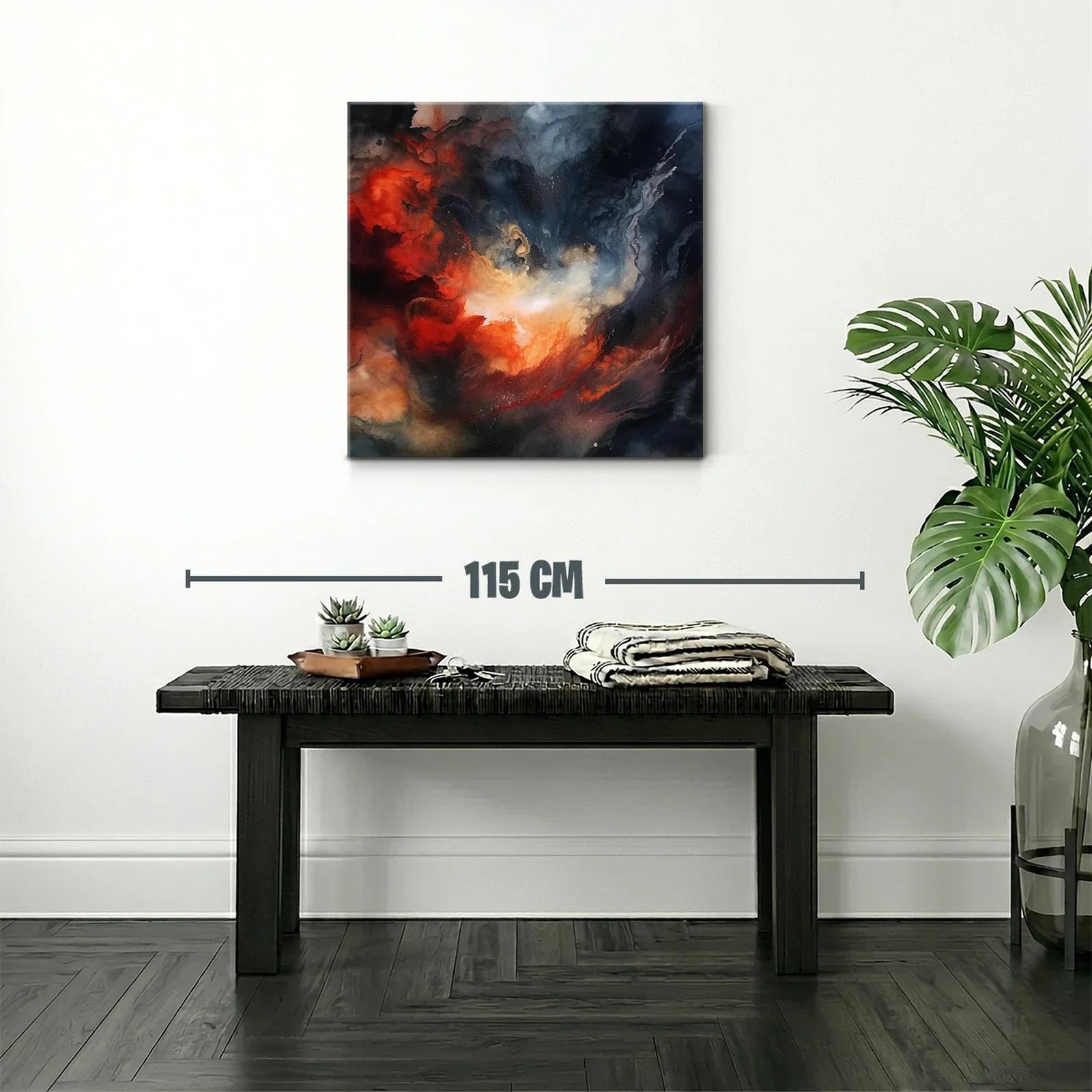 Cuadro abstracto con explosión en tonos cálidos y oscuros — miniatura 2