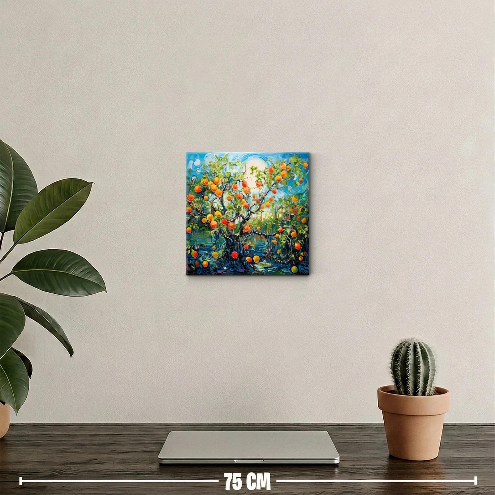 Cuadro vibrante con árbol frutal en abundancia de colores — miniatura 2