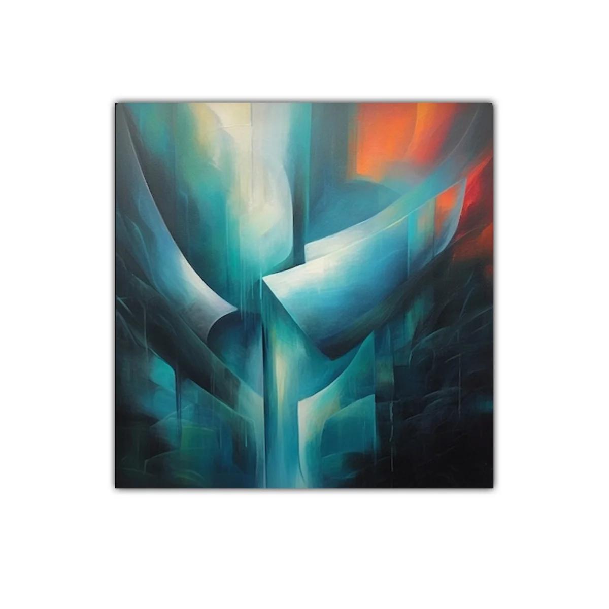 Abstracto en tonos fríos con destellos cálidos vibrantes