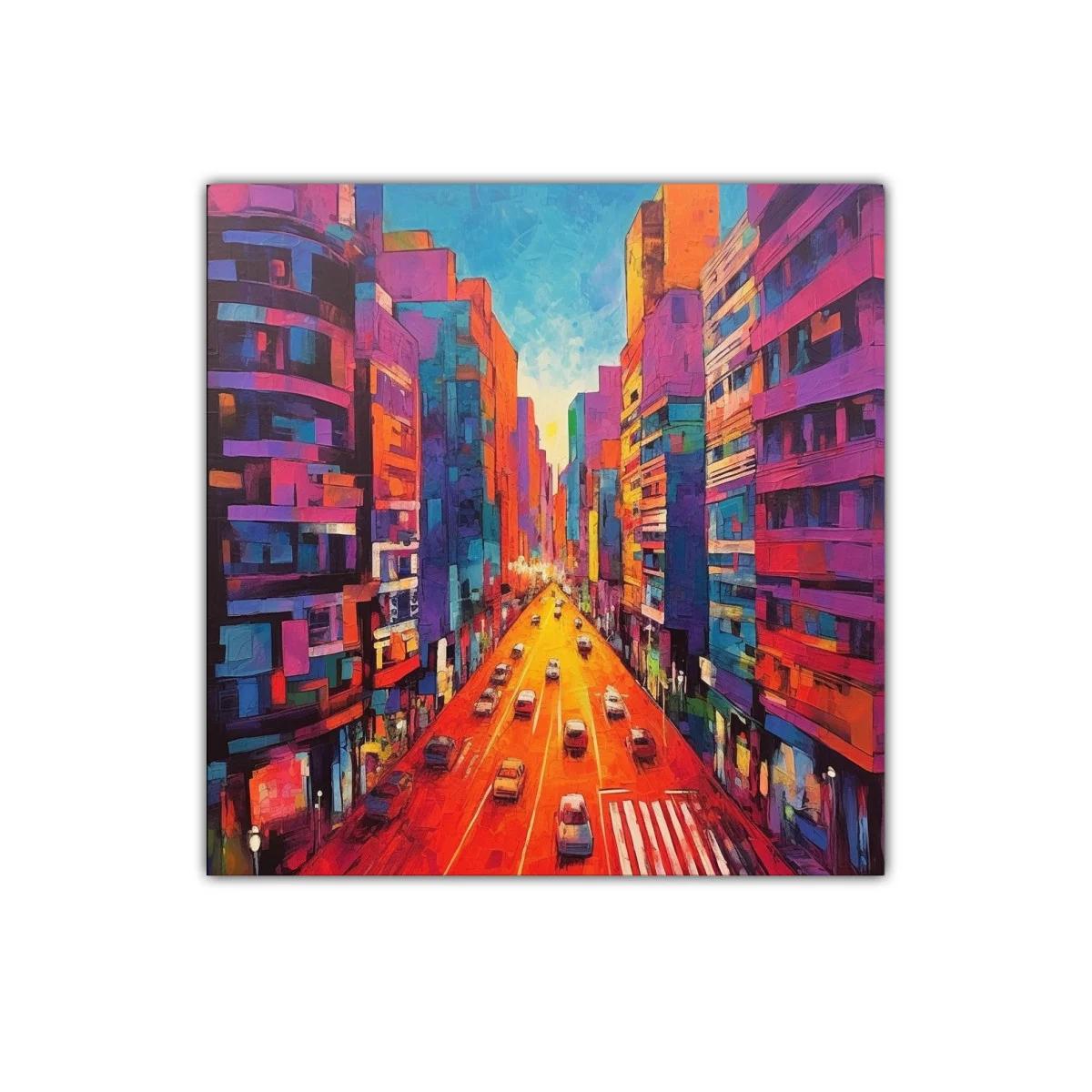 Paisaje urbano vibrante lleno de colores intensos y dinámicos — imagen principal