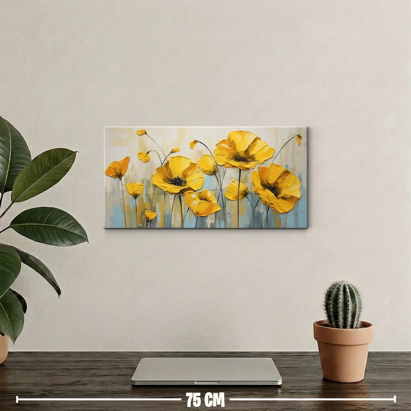 Cuadro de amapolas amarillas con tallos largos — miniatura 2
