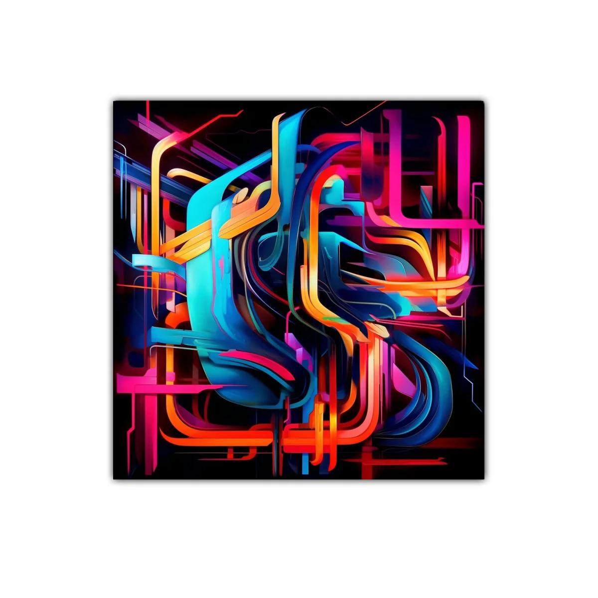 Composición abstracta vibrante con formas dinámicas y colores intensos