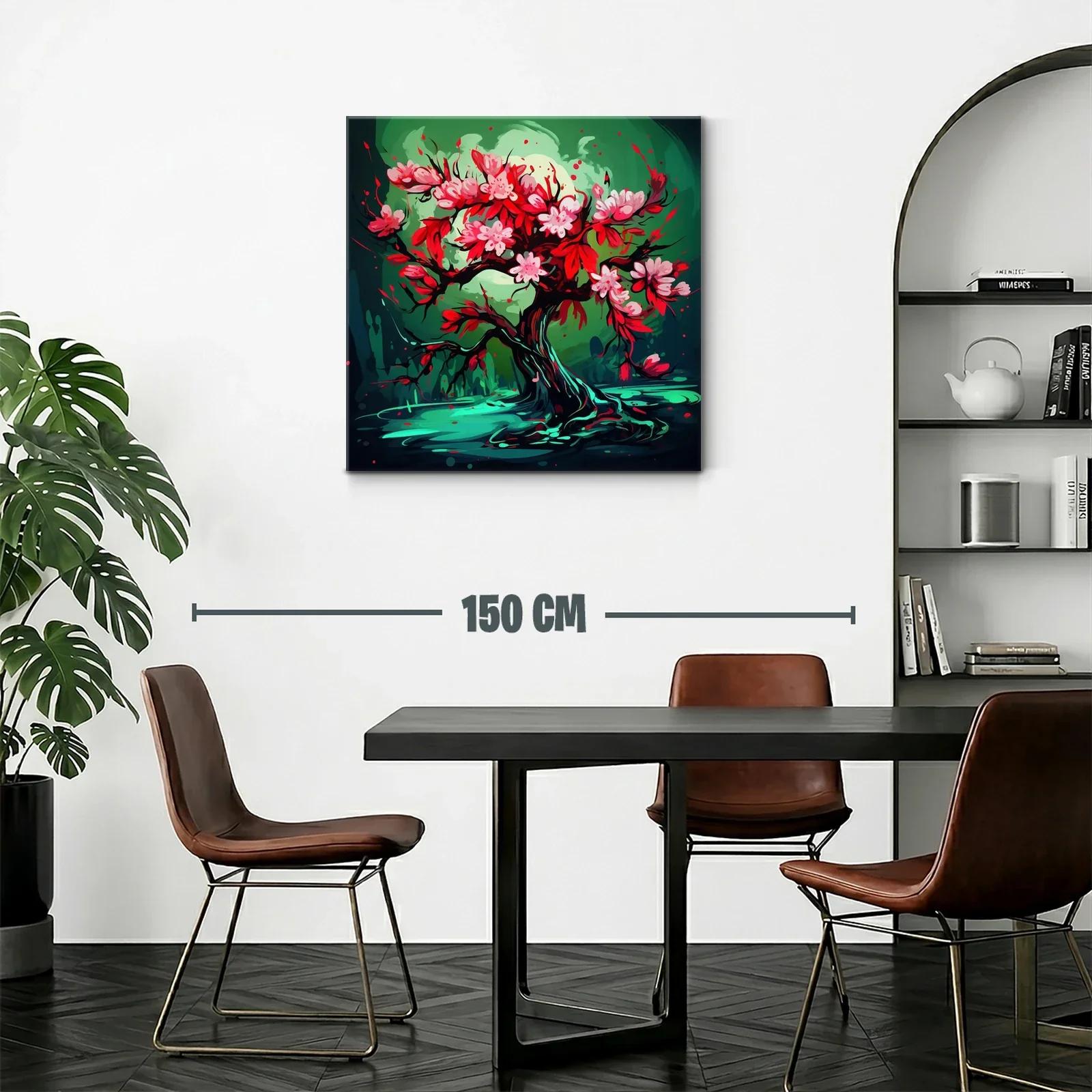 Árbol floreciente con vibrantes tonos rojos y verdes — miniatura 2