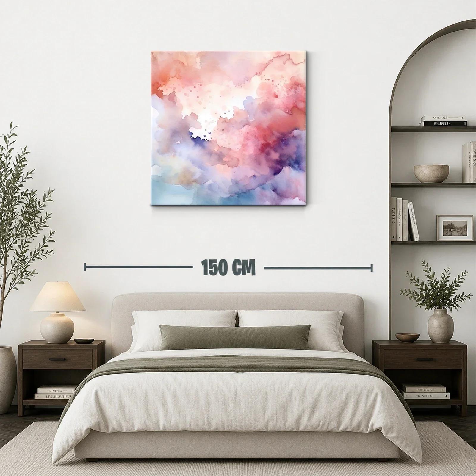 Cuadro abstracto en tonos suaves rosas y lilas — miniatura 3