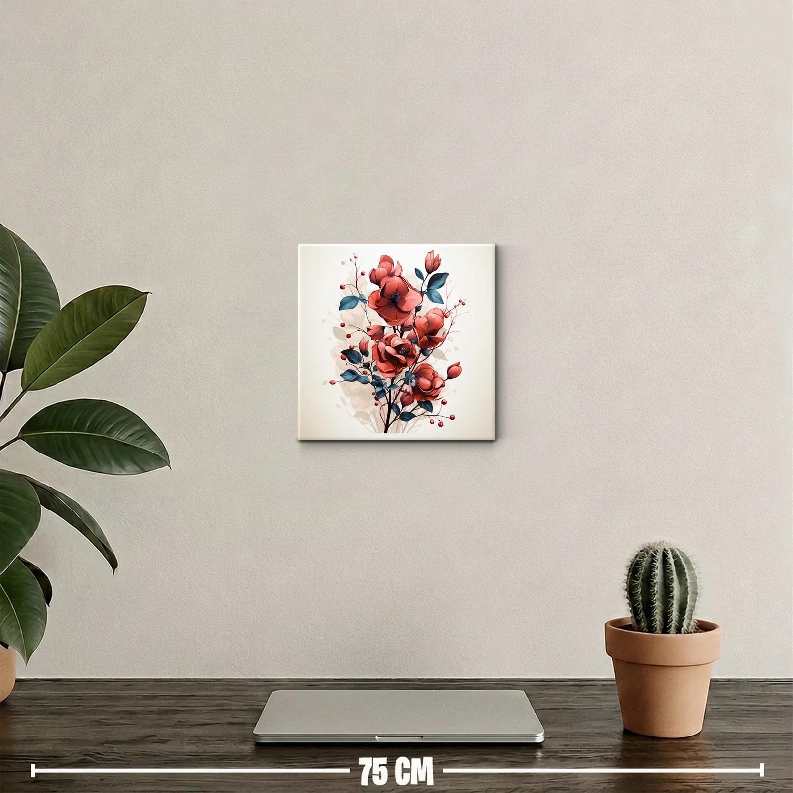 Elegante composición floral en tonos rojos y azules oscuros — miniatura 2