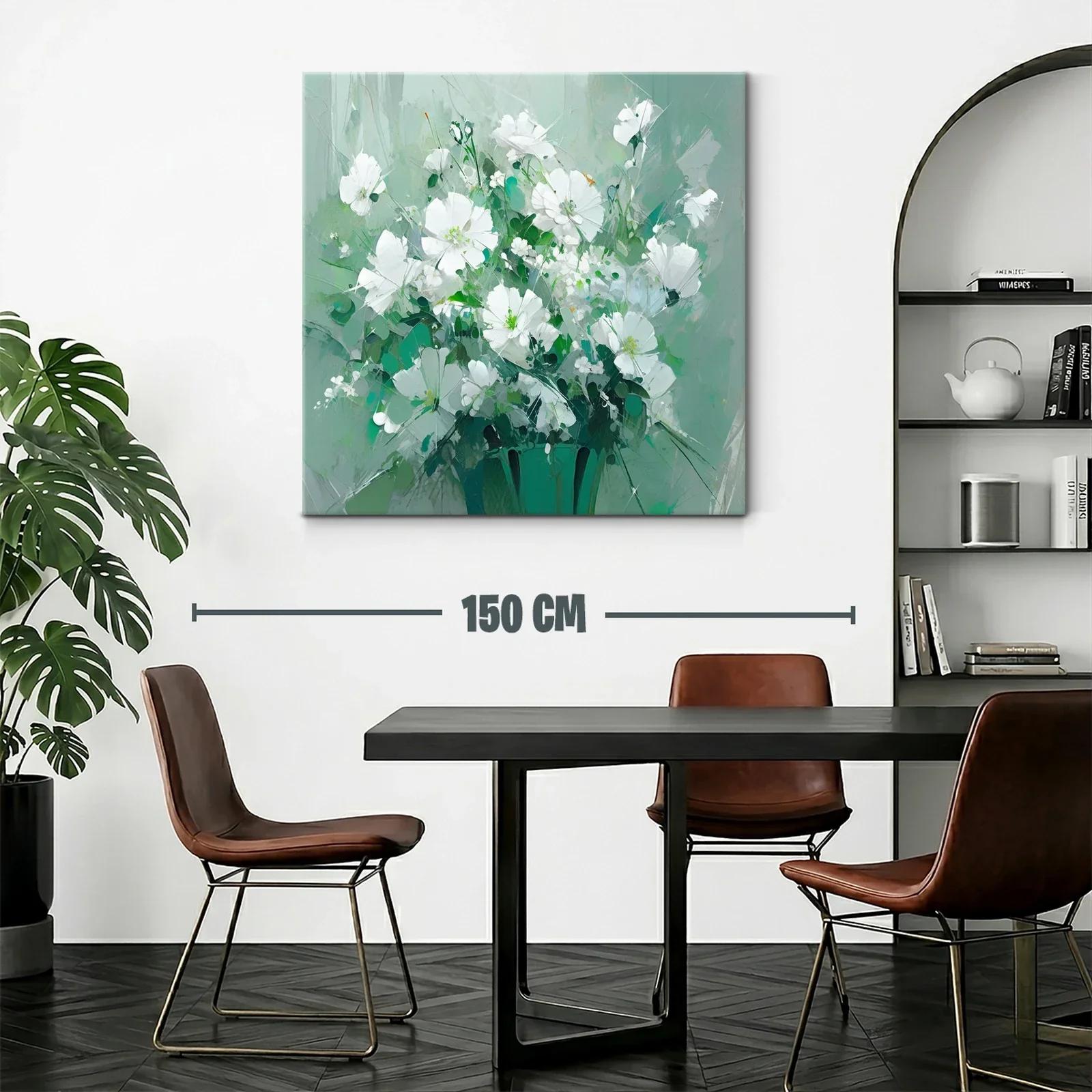 Ramo de flores blancas con fondo verde suave — miniatura 2