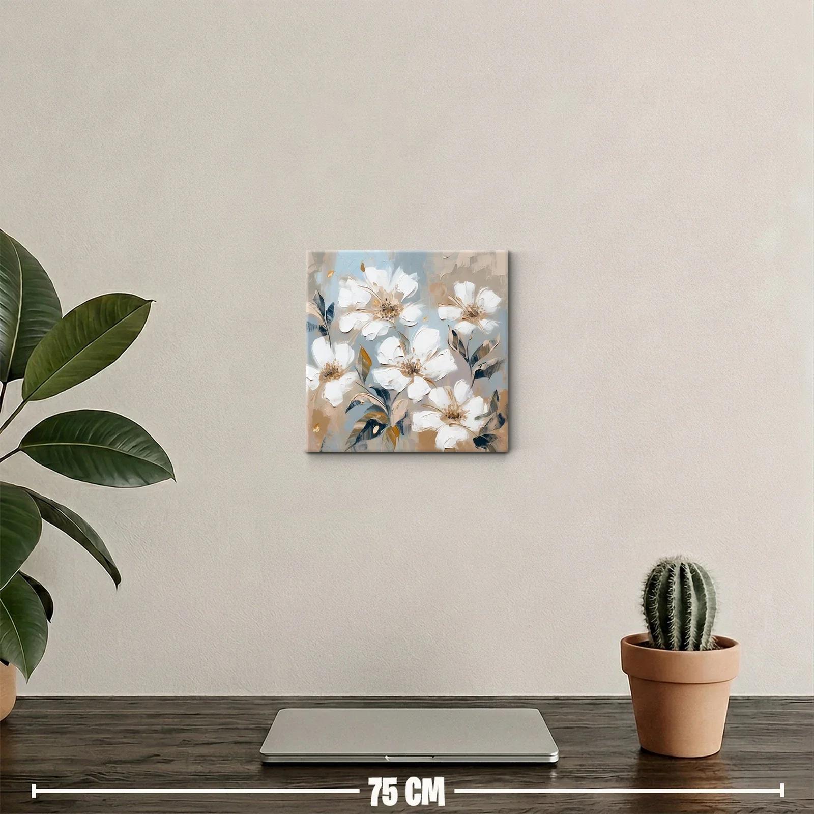 Cuadro floral elegante con flores blancas y tonos neutros — miniatura 2