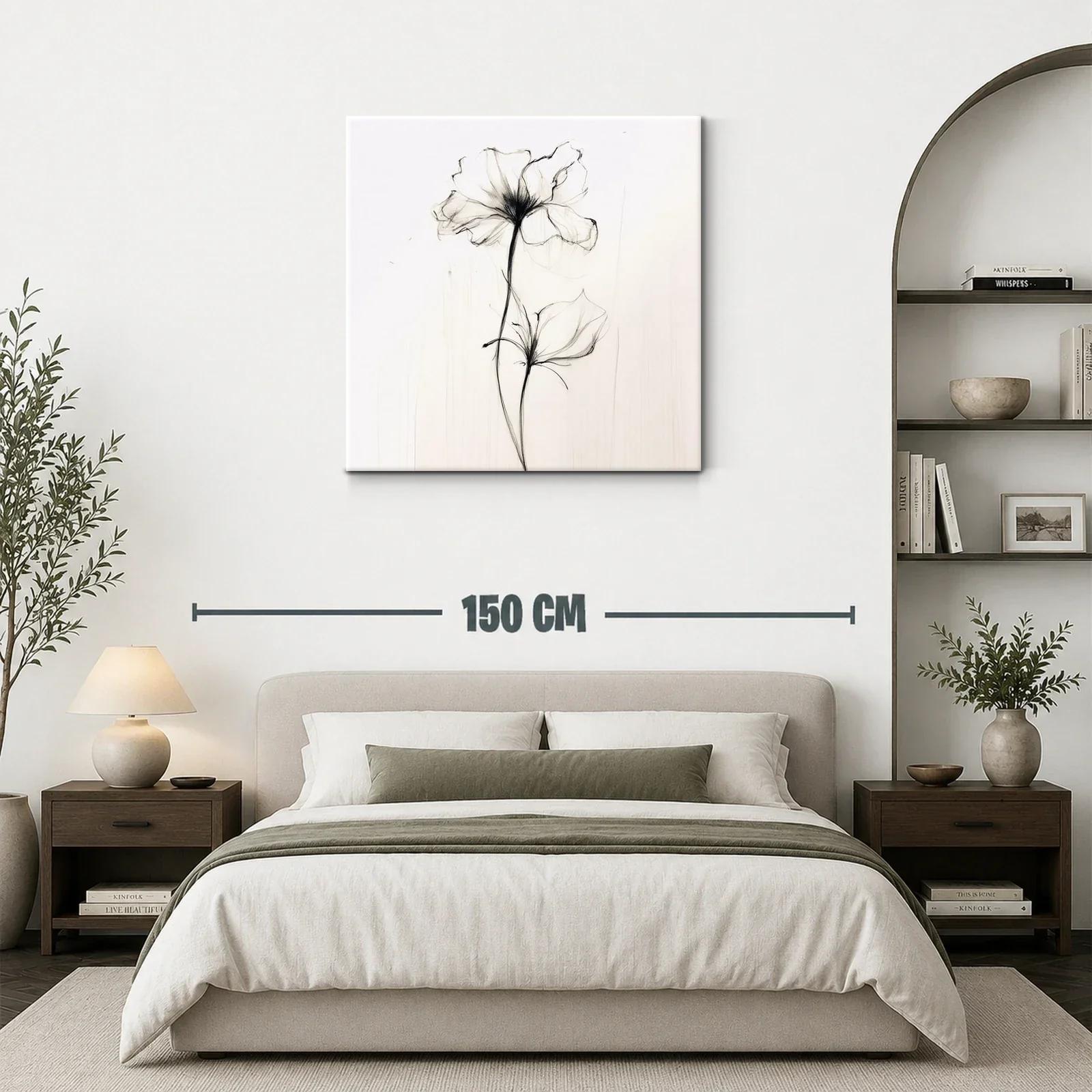 Elegante flor en trazo sutil y delicado en blanco y negro — miniatura 3