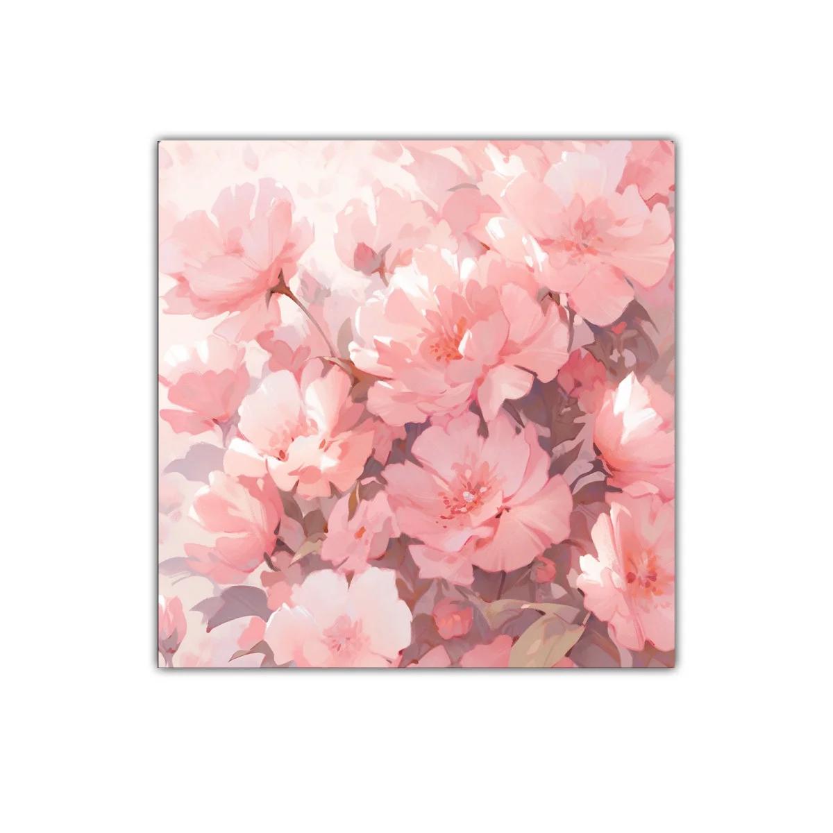 Cuadro decorativo con delicadas flores en tonos rosa pastel