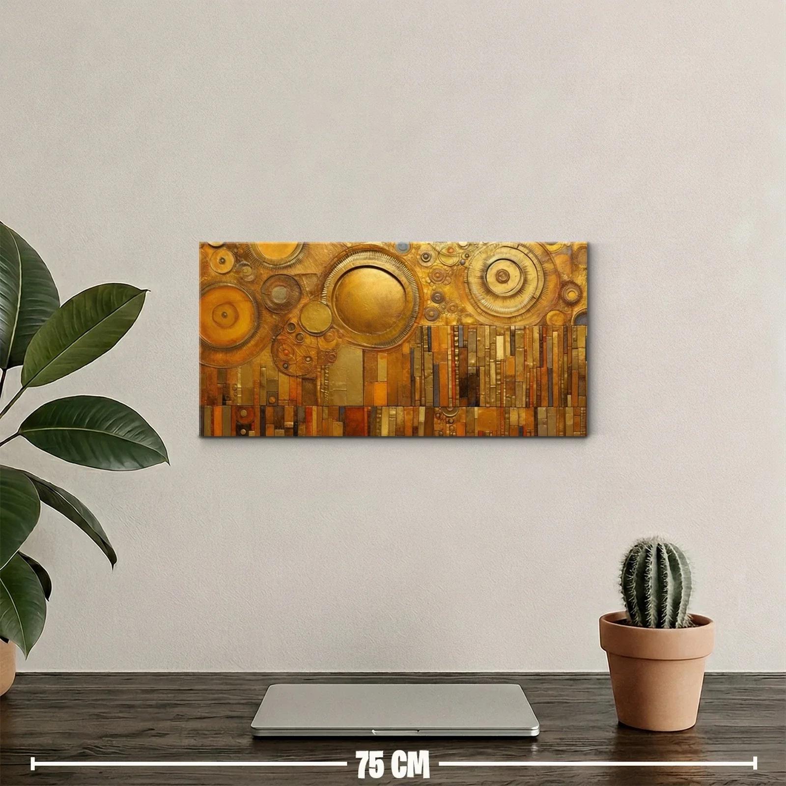 Cuadro círculos geométricos dorados con mosaico abstracto — miniatura 2