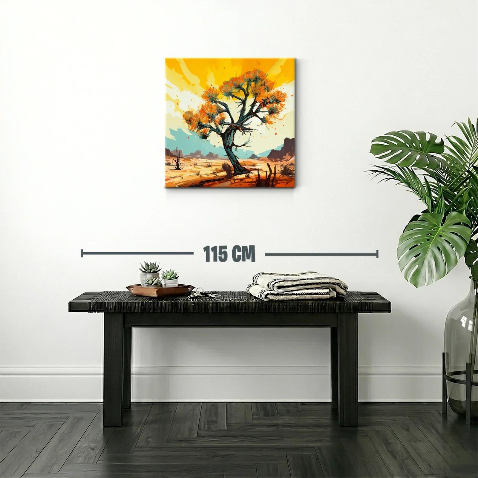 Árbol vibrante en paisaje desértico con tonos cálidos — miniatura 2