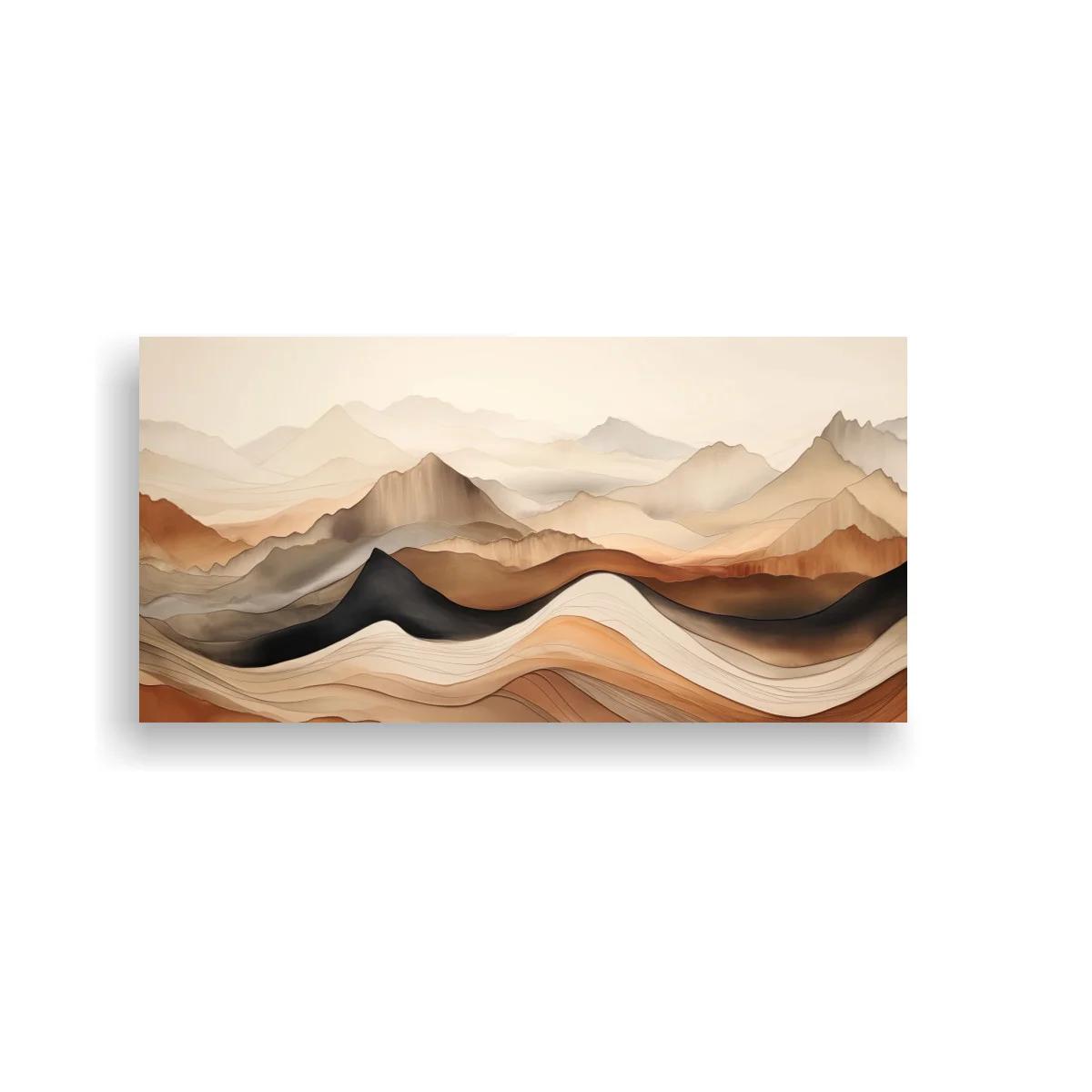 Cuadro paisaje de montañas abstractas con bandas onduladas — imagen principal