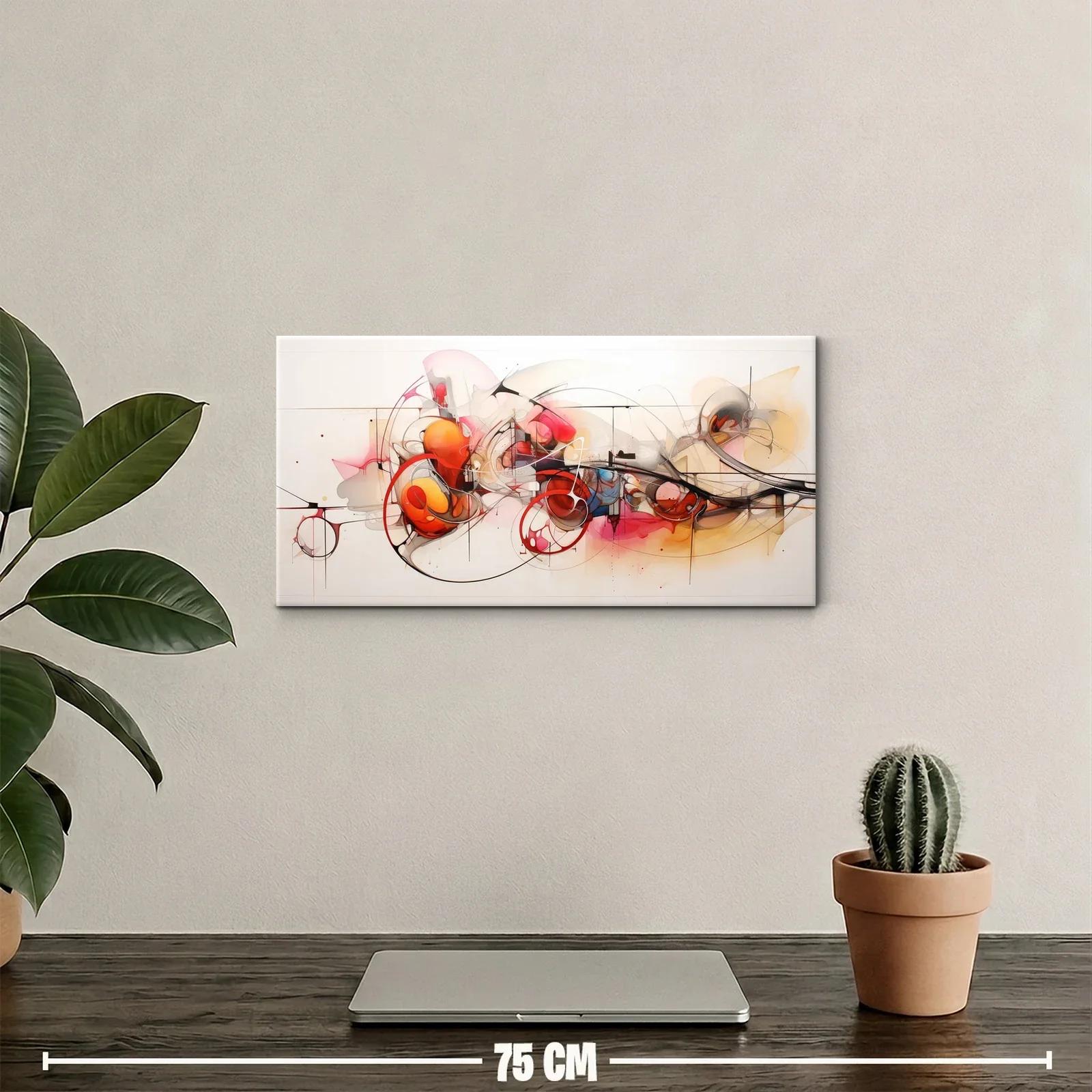 Cuadro abstracto de círculos y líneas con trazos finos — miniatura 2