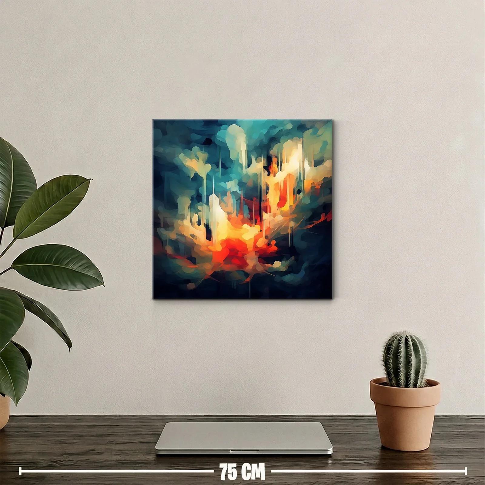 Composición abstracta en tonos cálidos y fríos vibrantes — miniatura 2