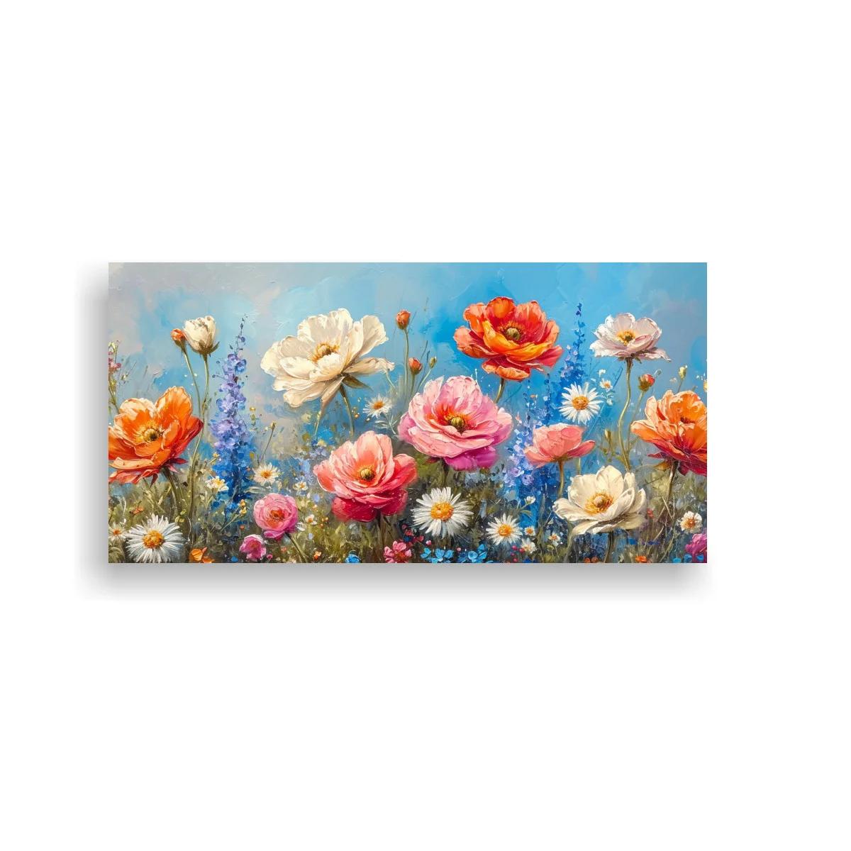 Cuadro campo de flores silvestres con cielo abierto — imagen principal