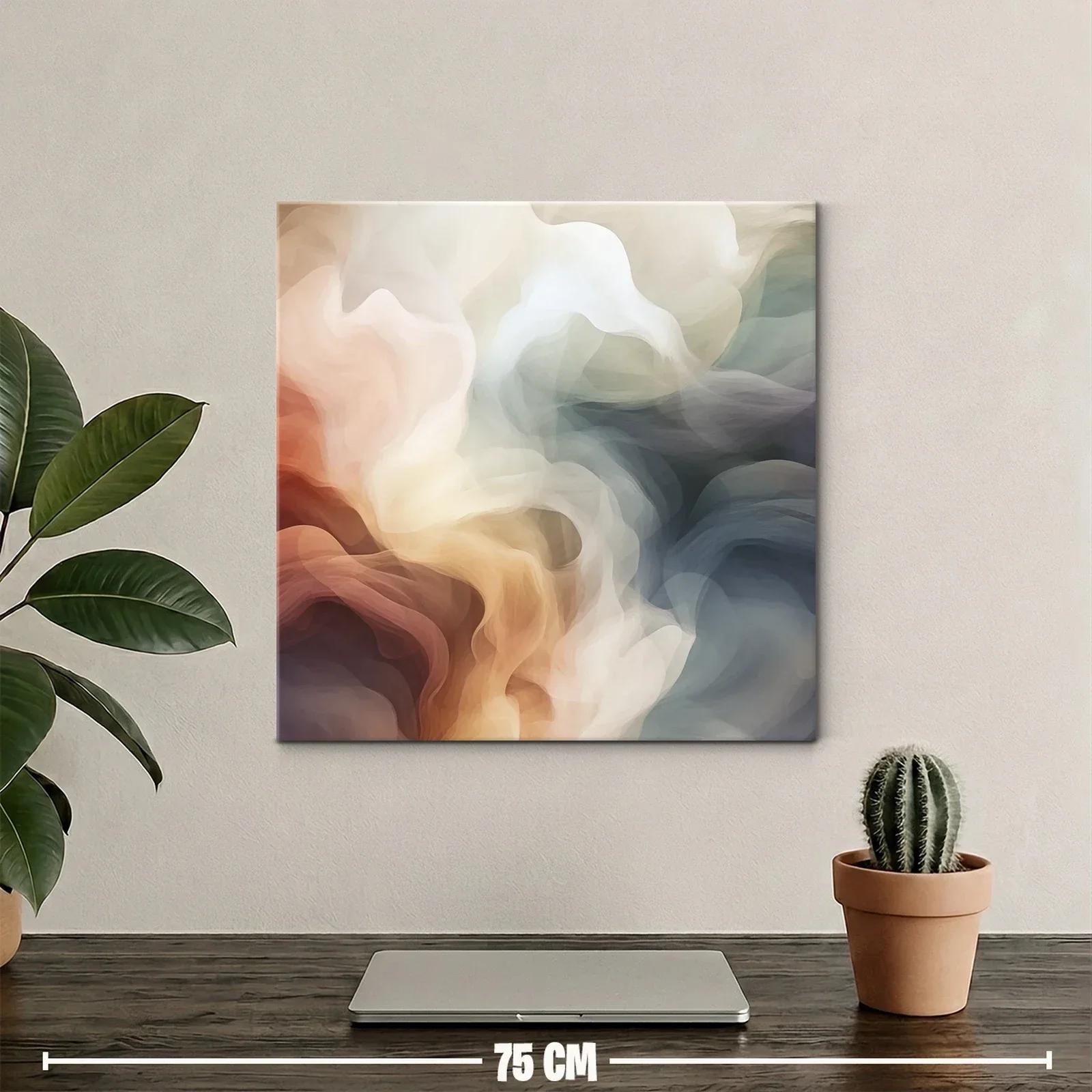Cuadro abstracto con tonos cálidos y fríos en movimiento armonioso — miniatura 2
