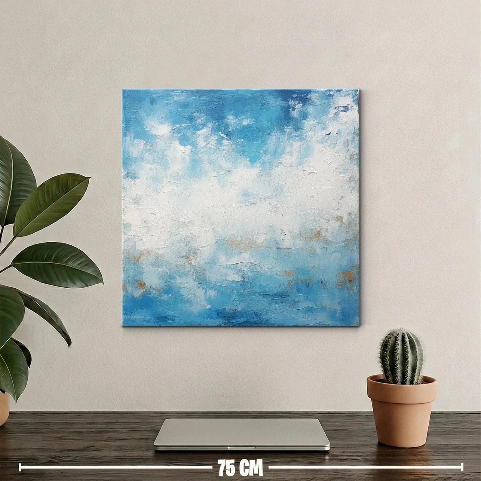 Abstracto en tonos azules y blancos con toques dorados — miniatura 2