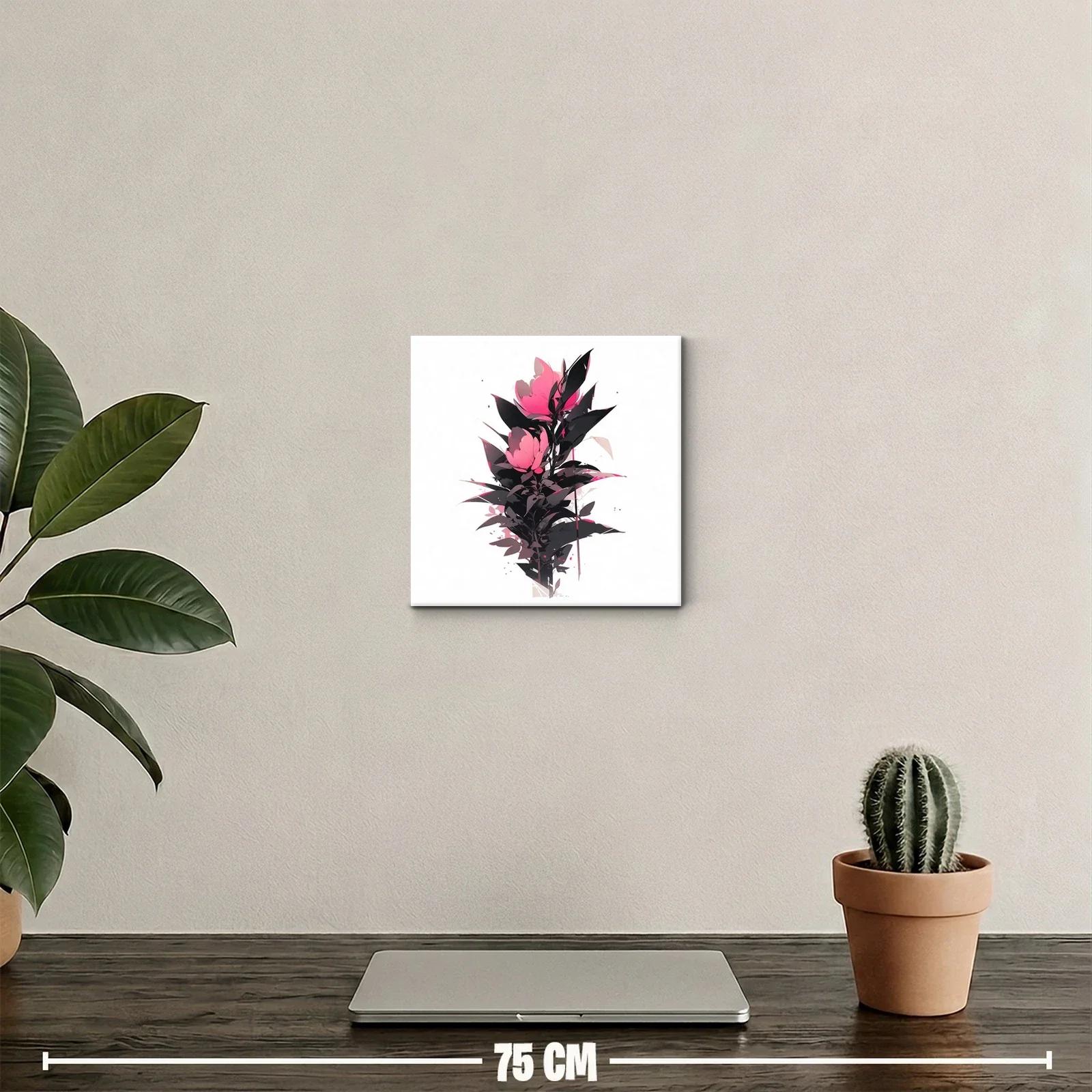 Cuadro floral con rosas en tonos fucsia y negro — miniatura 2