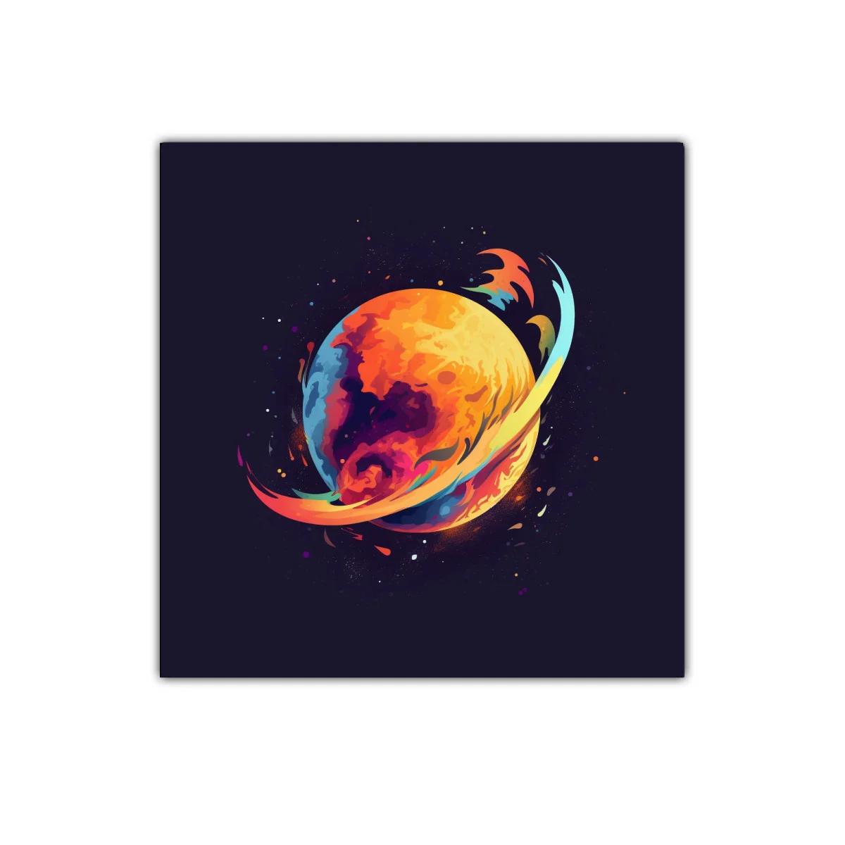 Planeta surreal con vibrantes colores y movimiento dinámico — miniatura 1