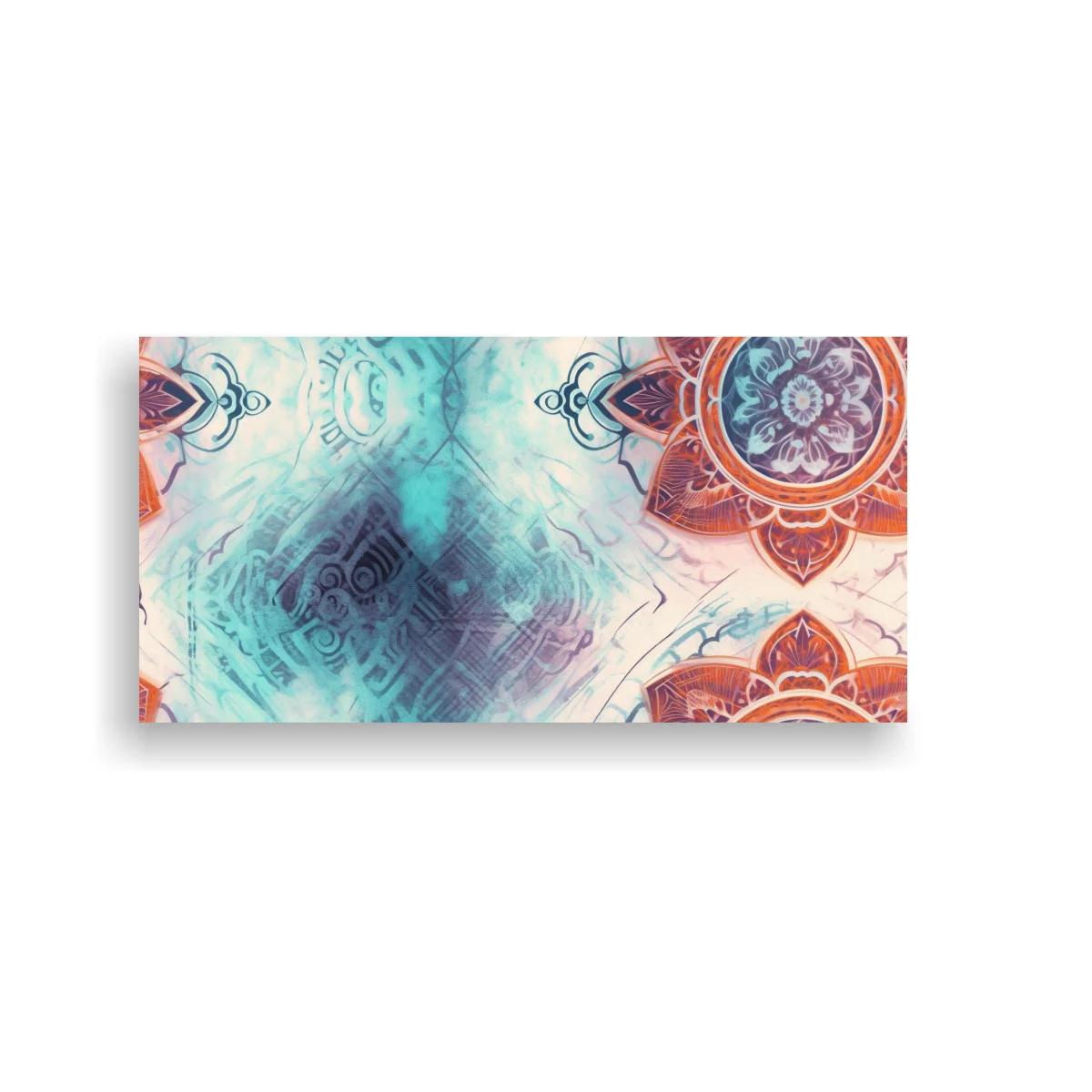 Cuadro mandala floral con bordes ornamentales y fondo difuminado