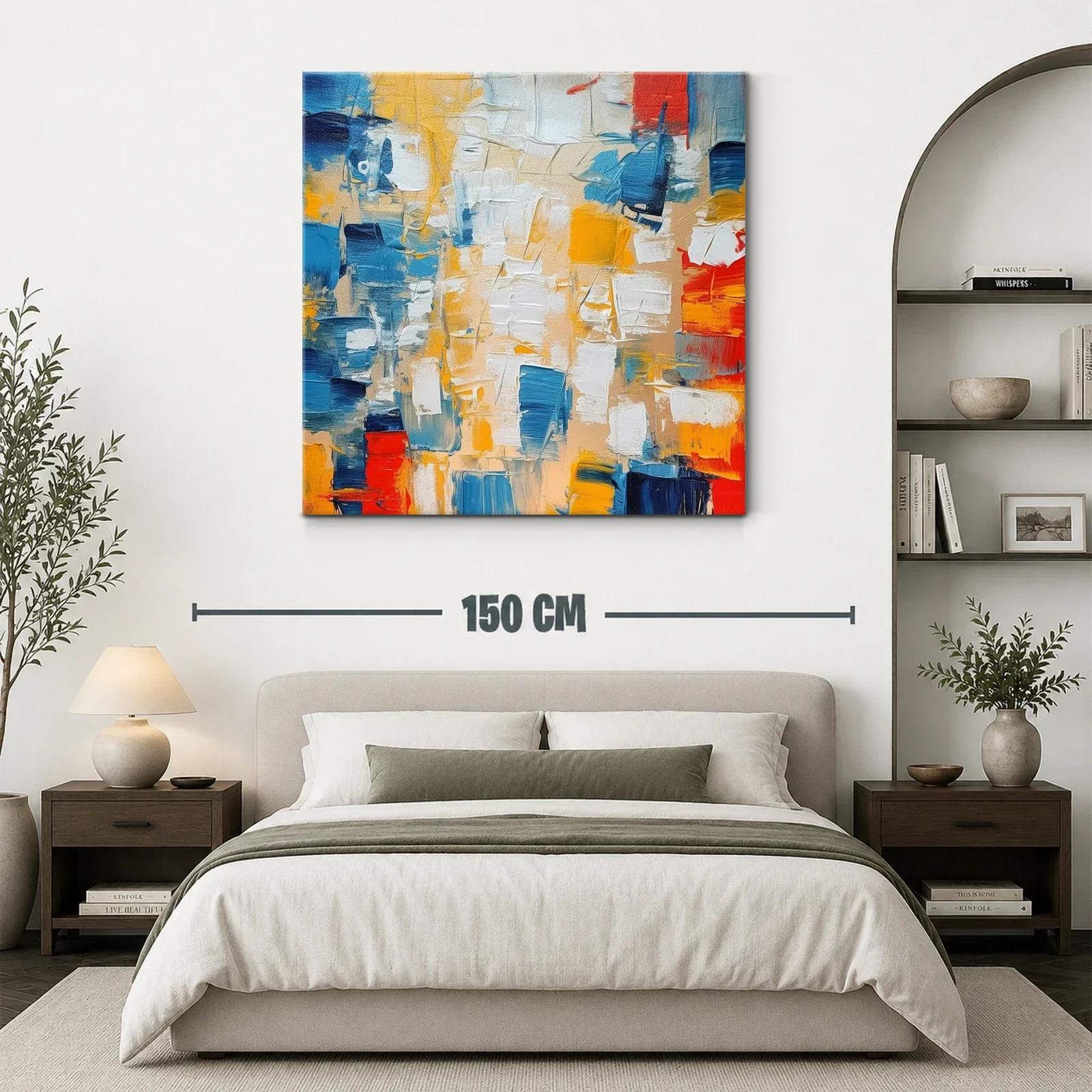 Cuadro abstracto con vibrantes tonos azules y naranjas — miniatura 3