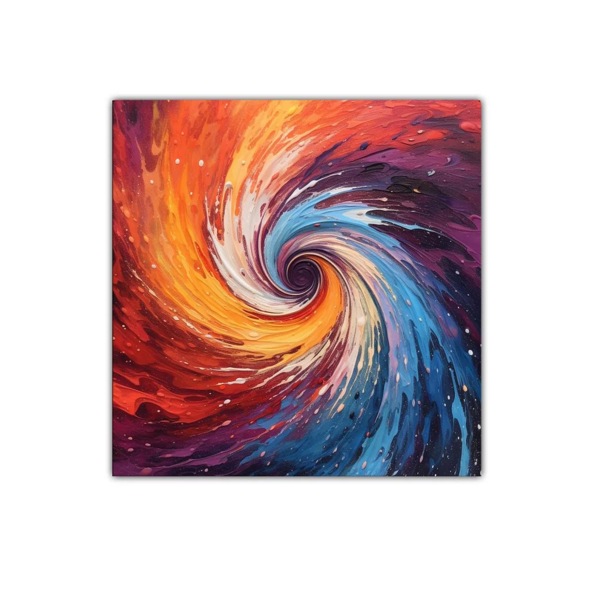 Cuadro abstracto de remolino multicolor vibrante y dinámico