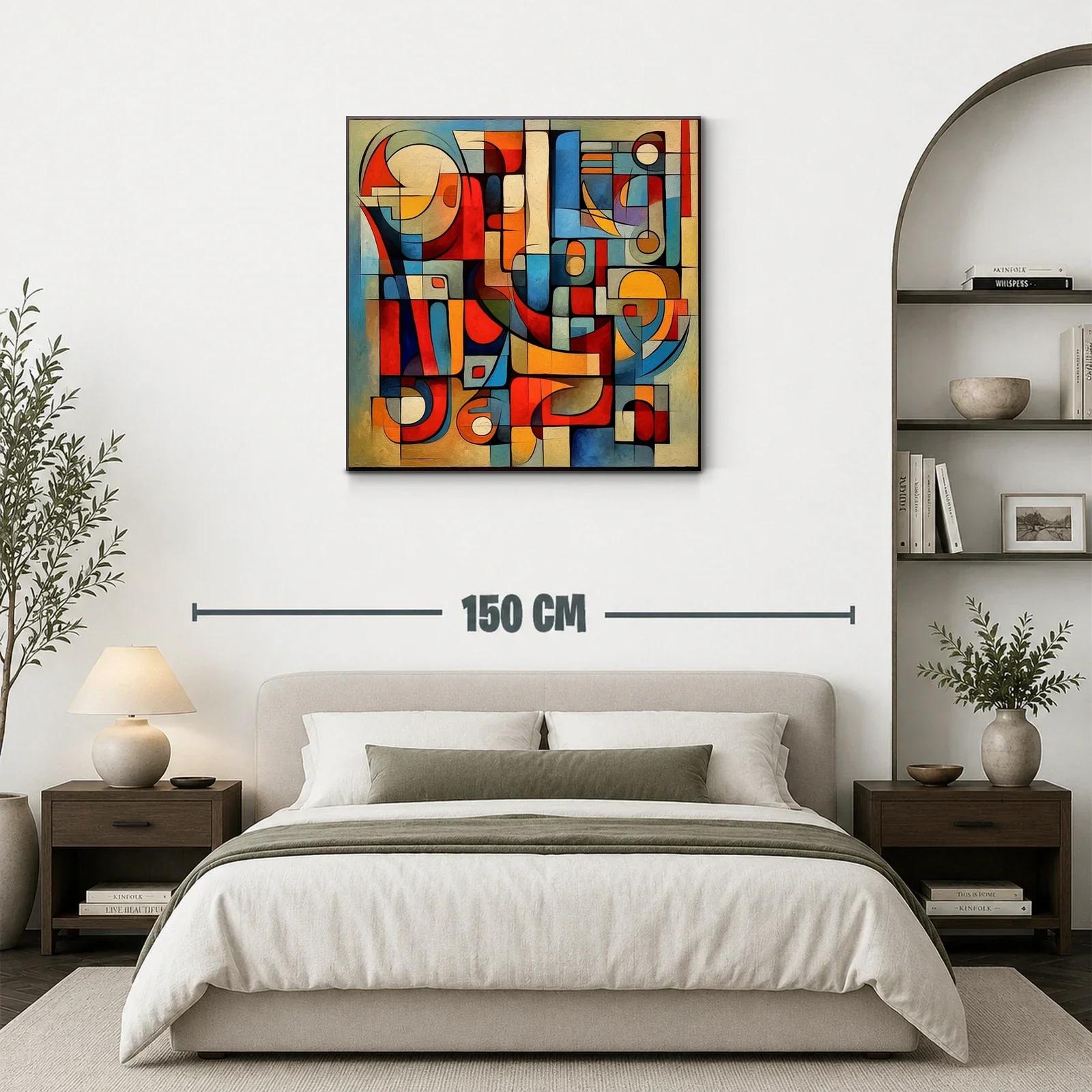 Composición abstracta en tonos cálidos y fríos vibrantes — miniatura 3