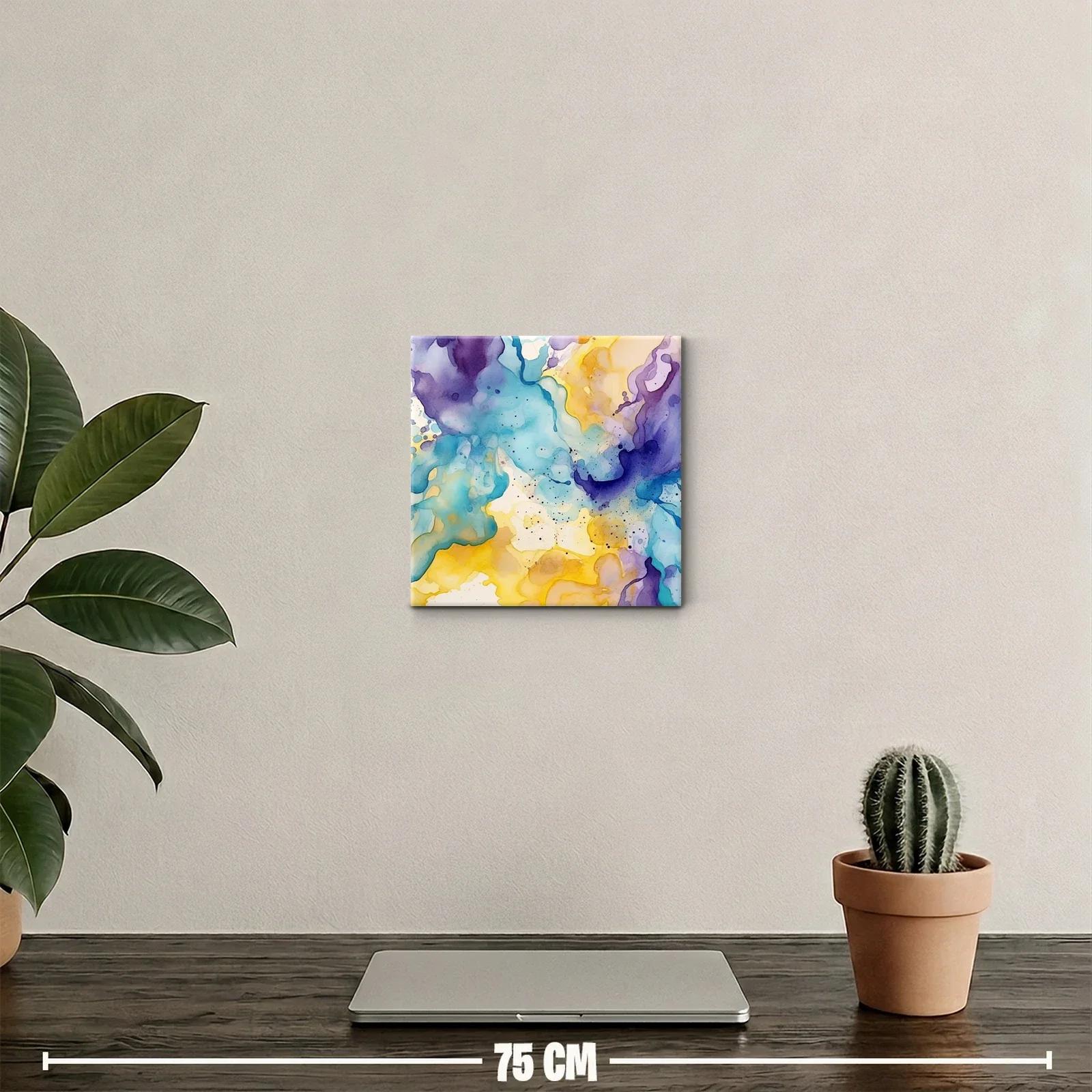 Composición abstracta en tonos azules y amarillos vibrantes — miniatura 2
