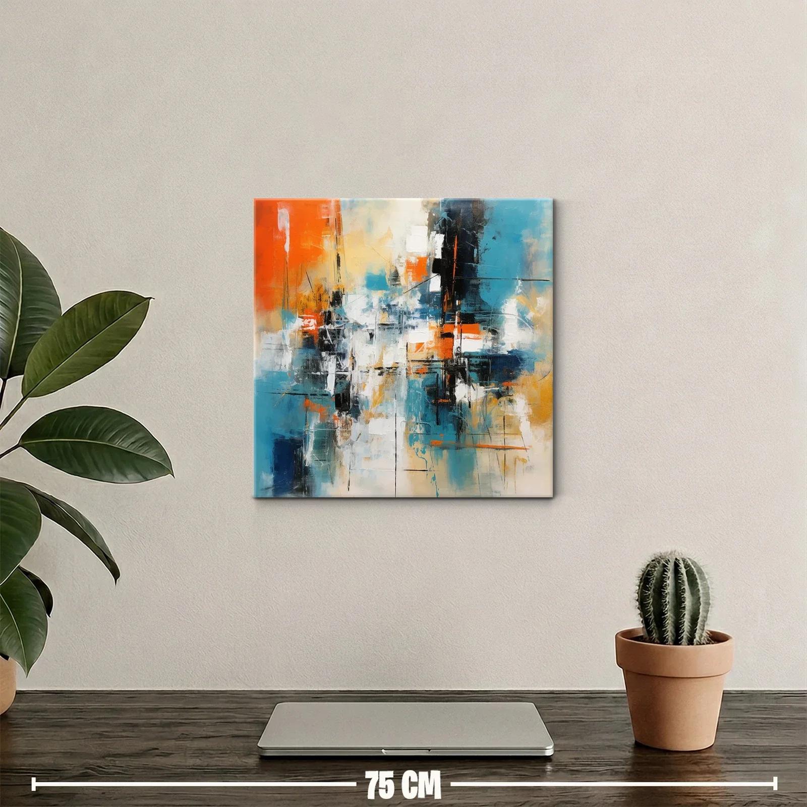 Composición abstracta con tonos cálidos y fríos vibrantes — miniatura 2