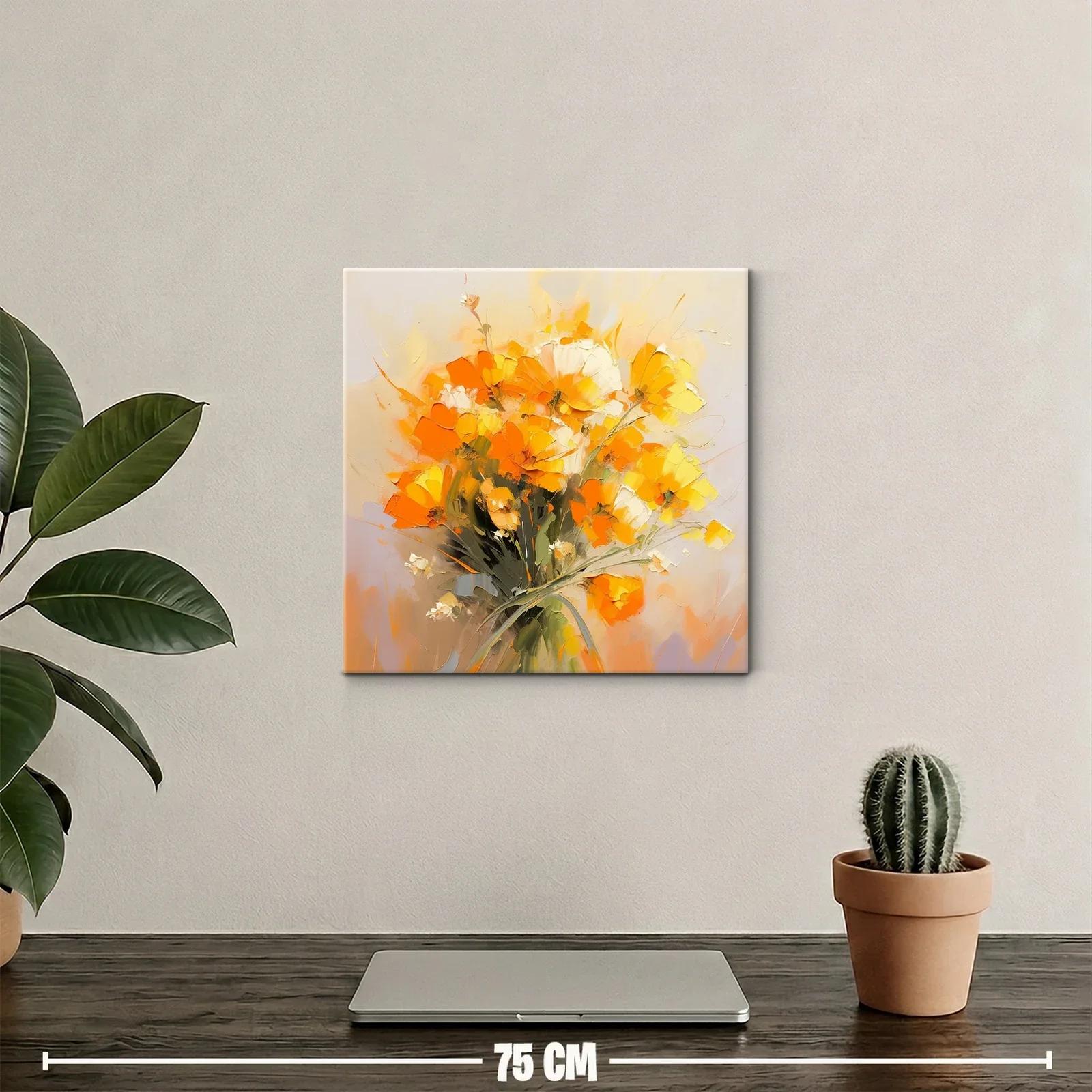Cuadro floral vibrante en tonos naranja y amarillo — miniatura 2
