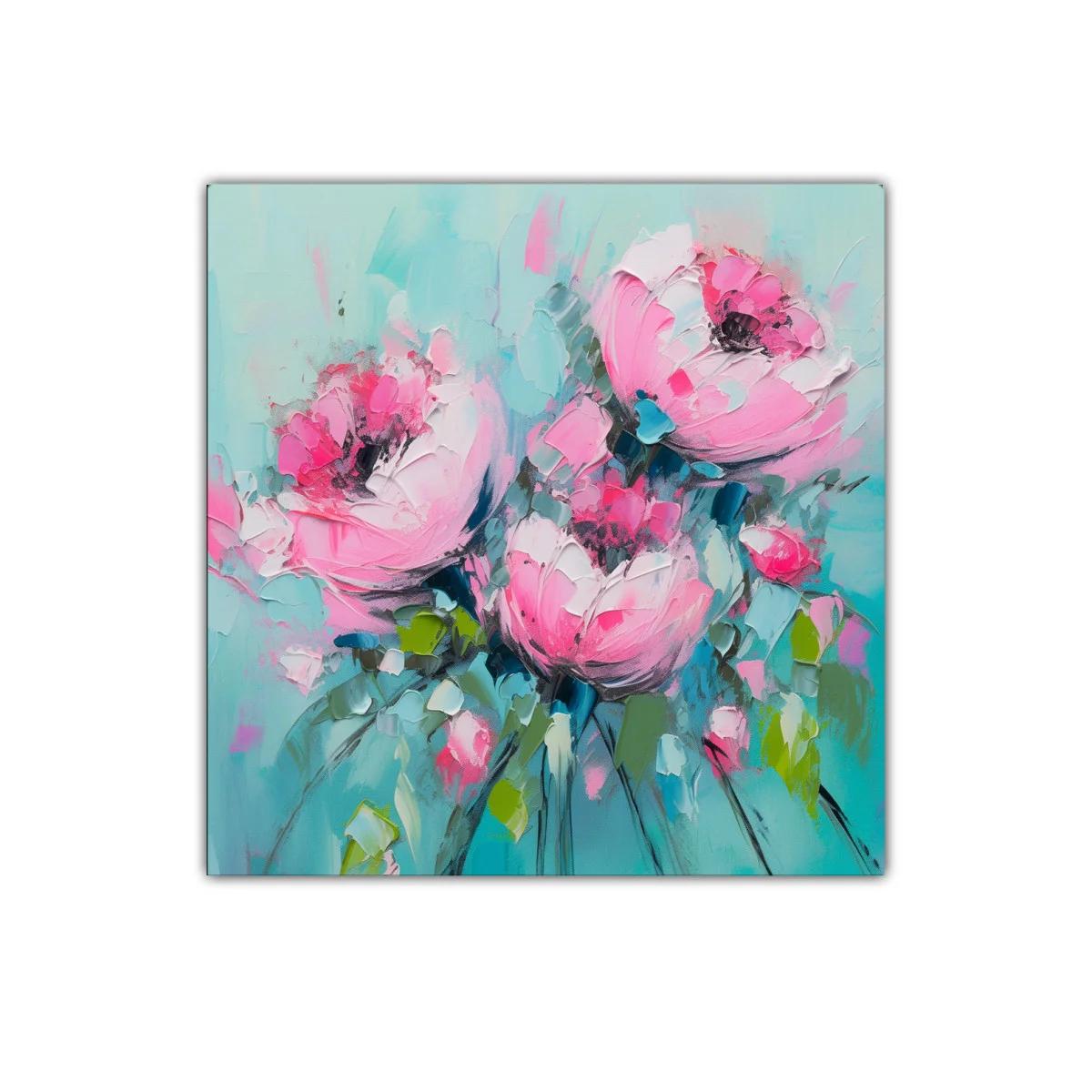 Flores rosas vibrantes sobre fondo turquesa suave — imagen principal