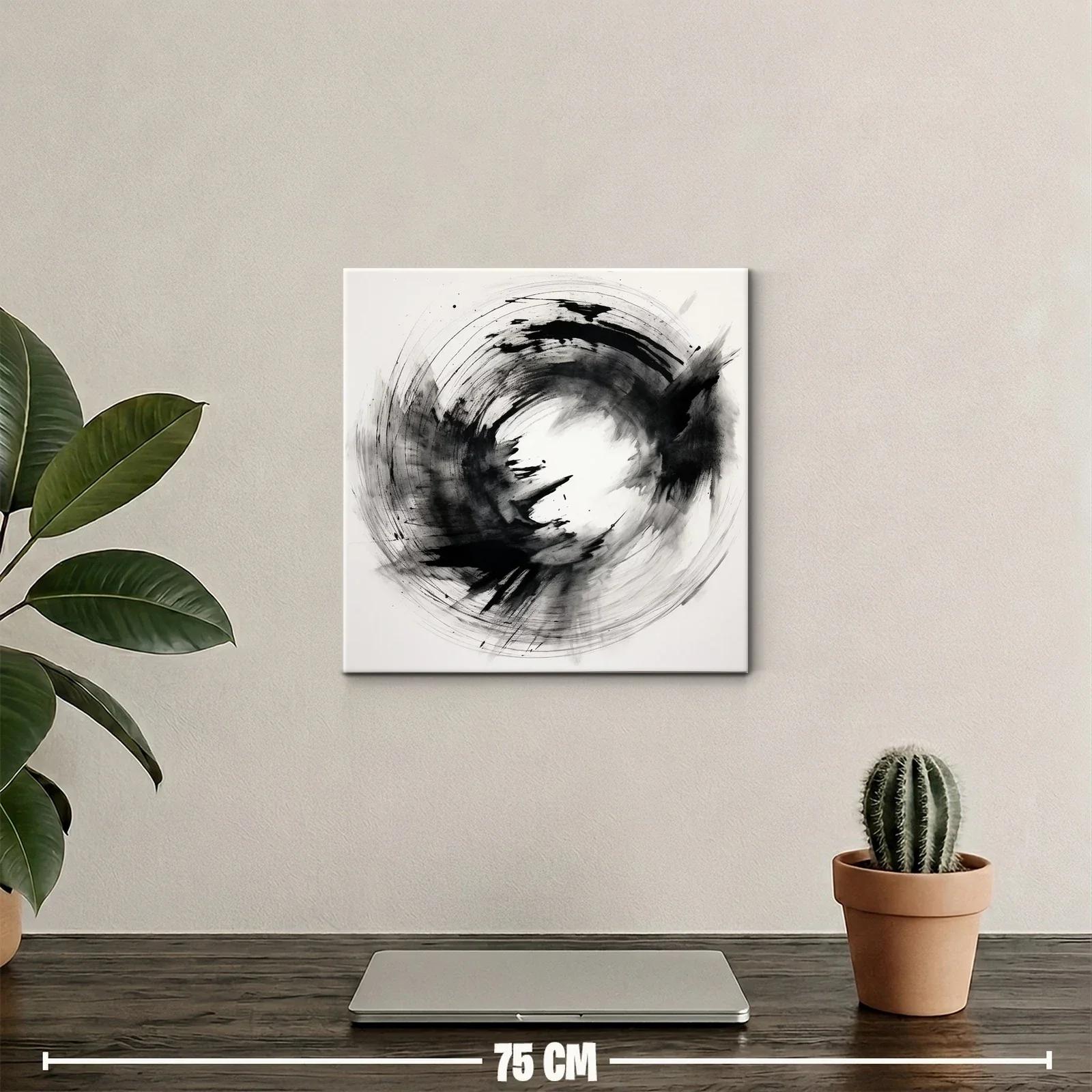 Cuadro Arte Abstracto en Blanco y Negro Dinámico — miniatura 2