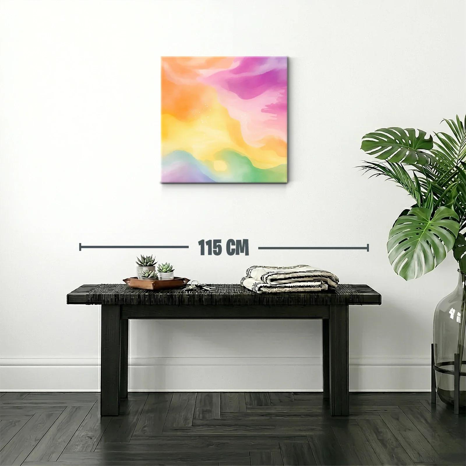 Cuadro abstracto con tonos pastel vibrantes y suaves — miniatura 2