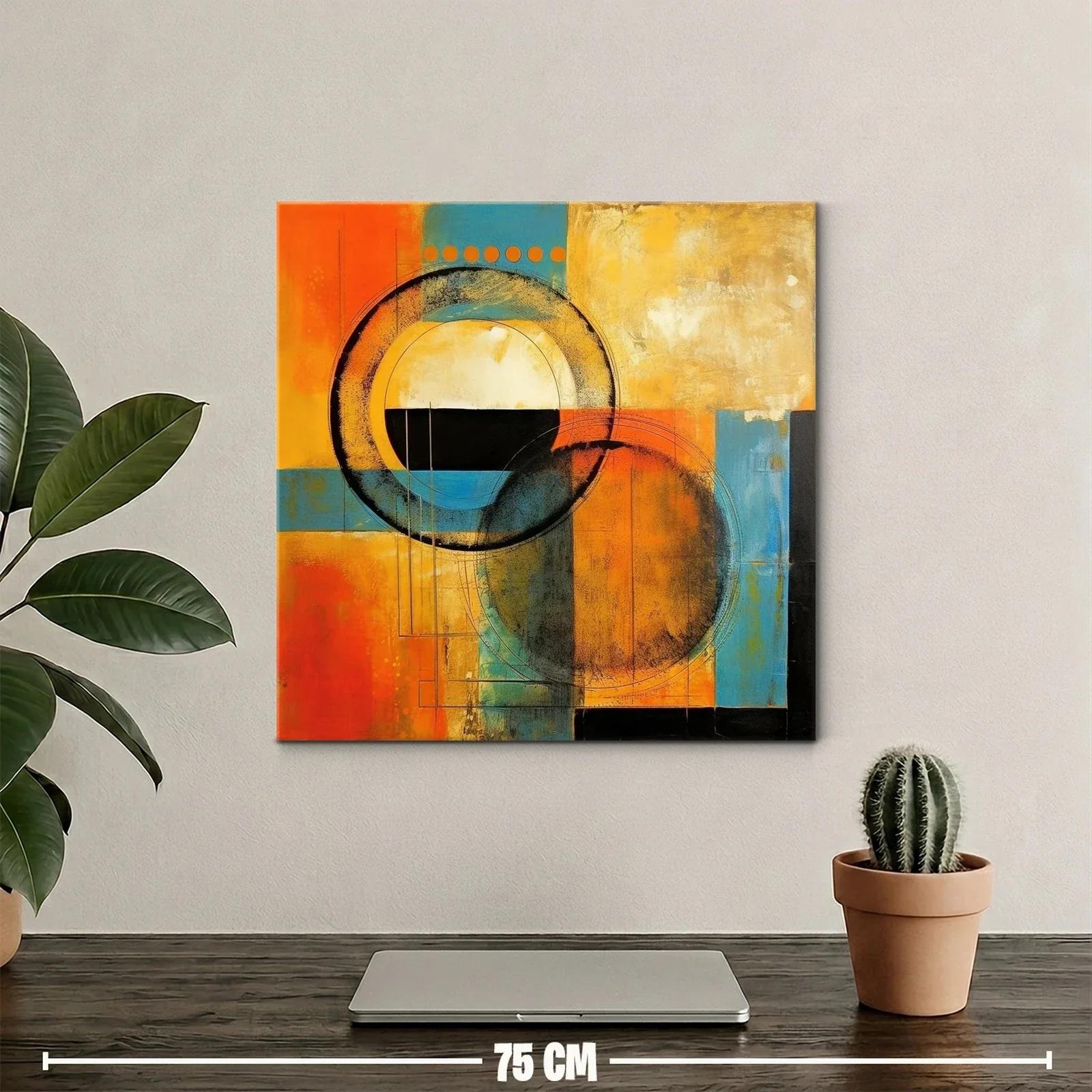 Cuadro abstracto con círculos y tonos vibrantes cálidos — miniatura 2