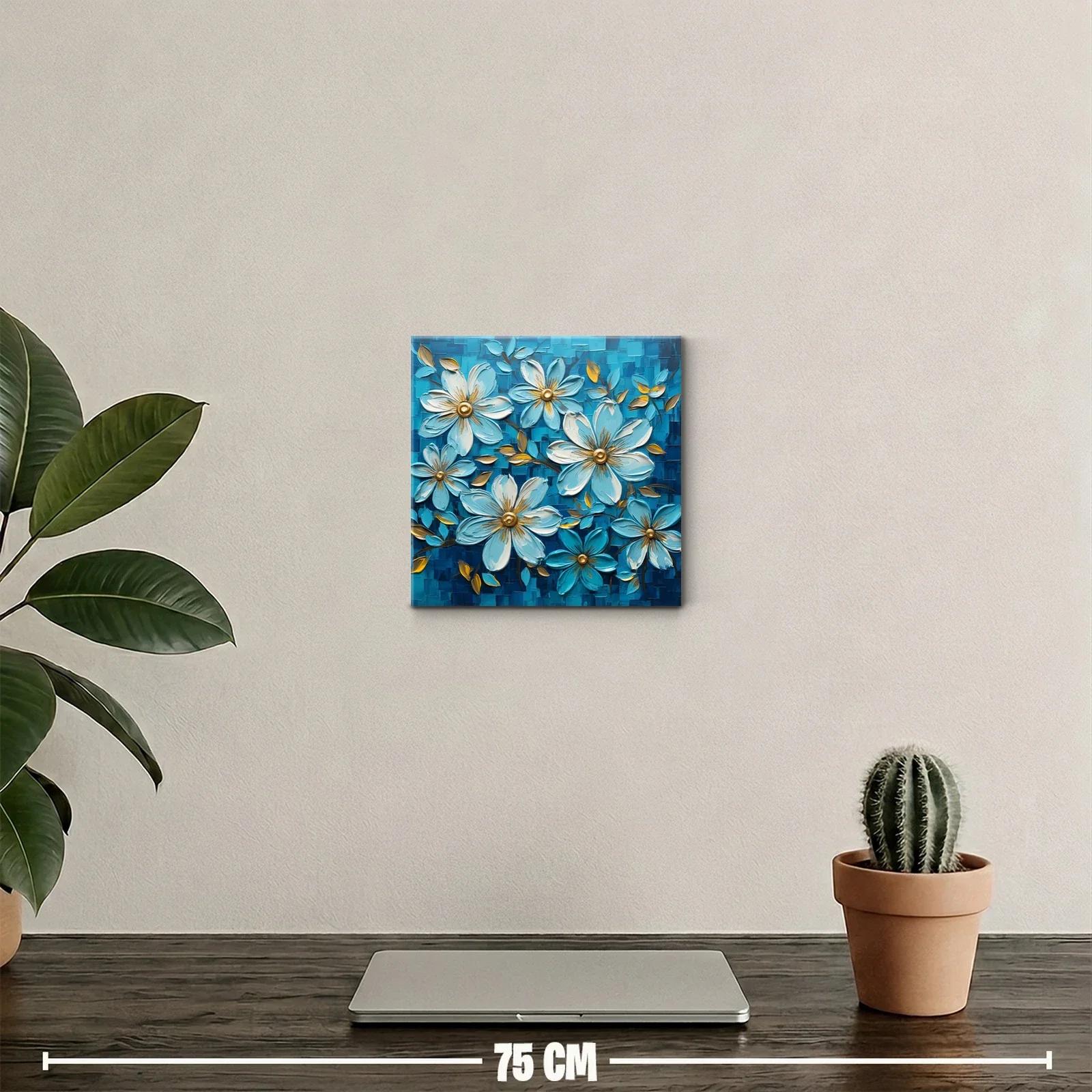 Flores en tonos azules con detalles dorados brillantes — miniatura 2