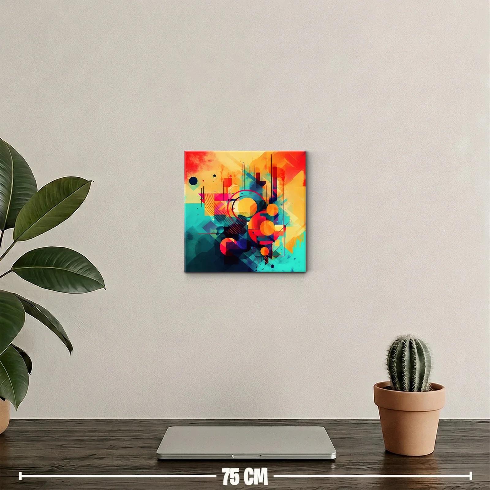 Cuadro abstracto con formas geométricas y colores vibrantes — miniatura 2