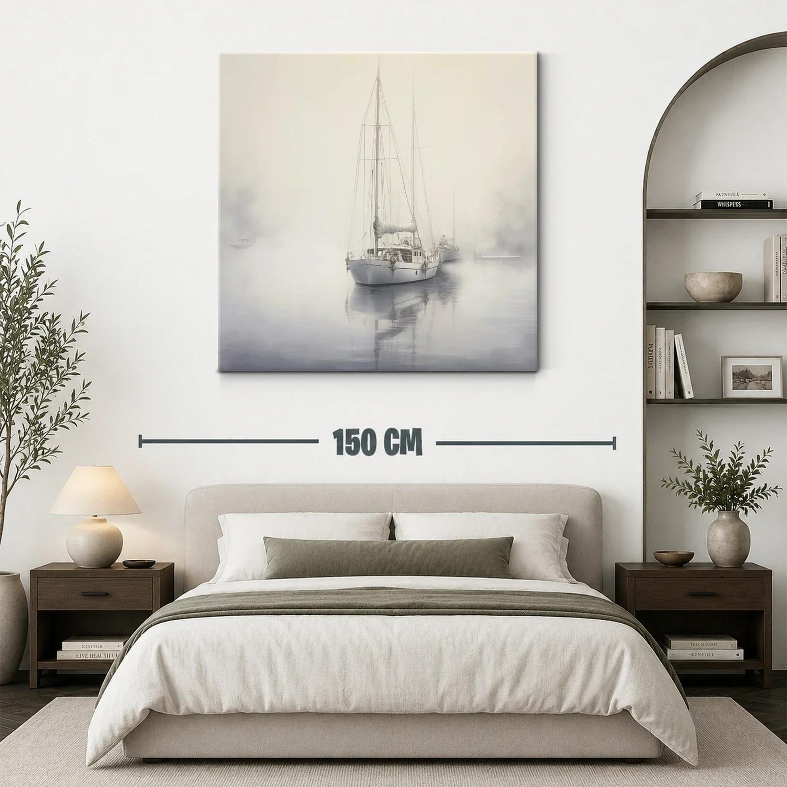 Velero en calma entre niebla matutina sutil — miniatura 3