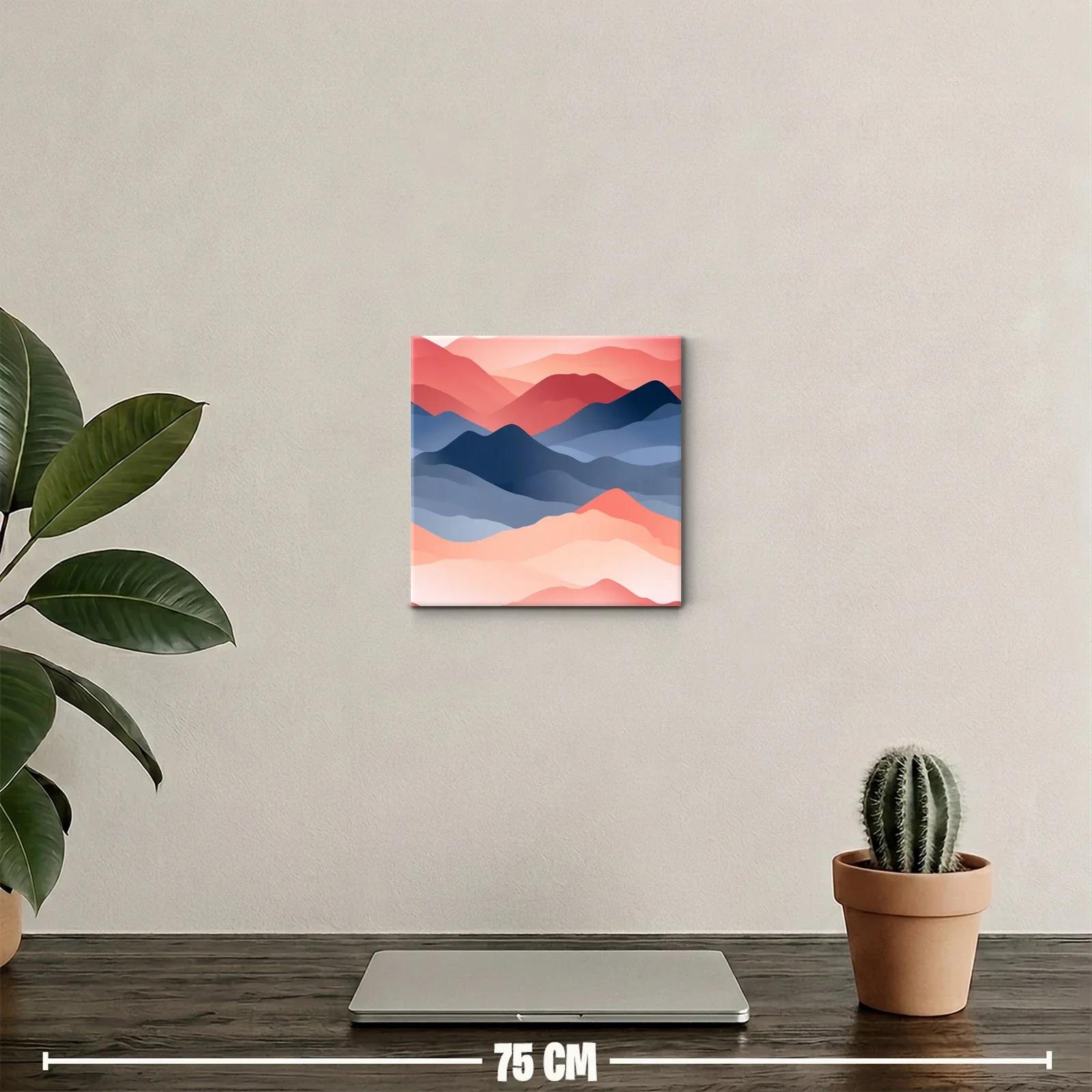 Paisaje abstracto de montañas en tonos cálidos y azules — miniatura 2