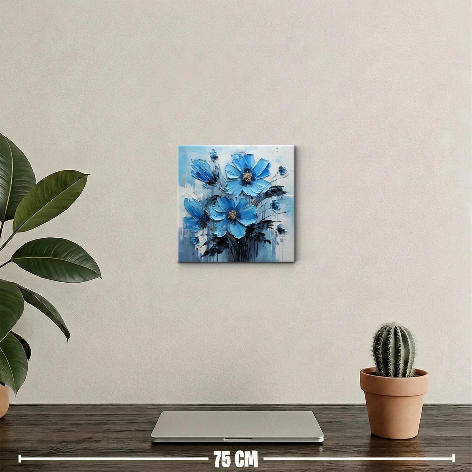 Cuadro decorativo con flores azules vibrantes y elegantes — miniatura 2