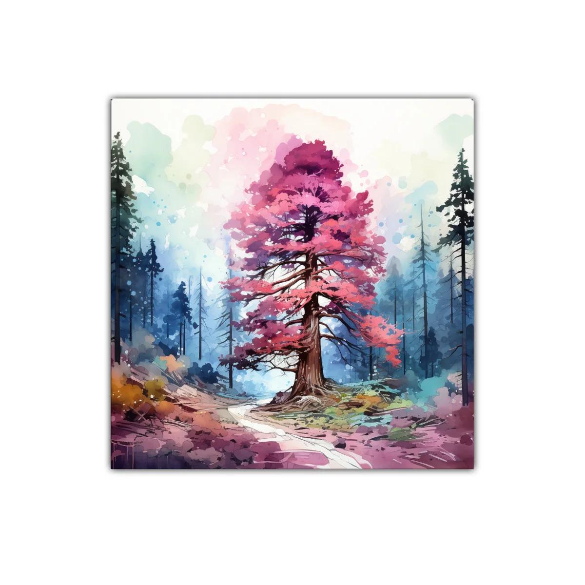 Árbol rosa en bosque de ensueño y tonos vibrantes — imagen principal