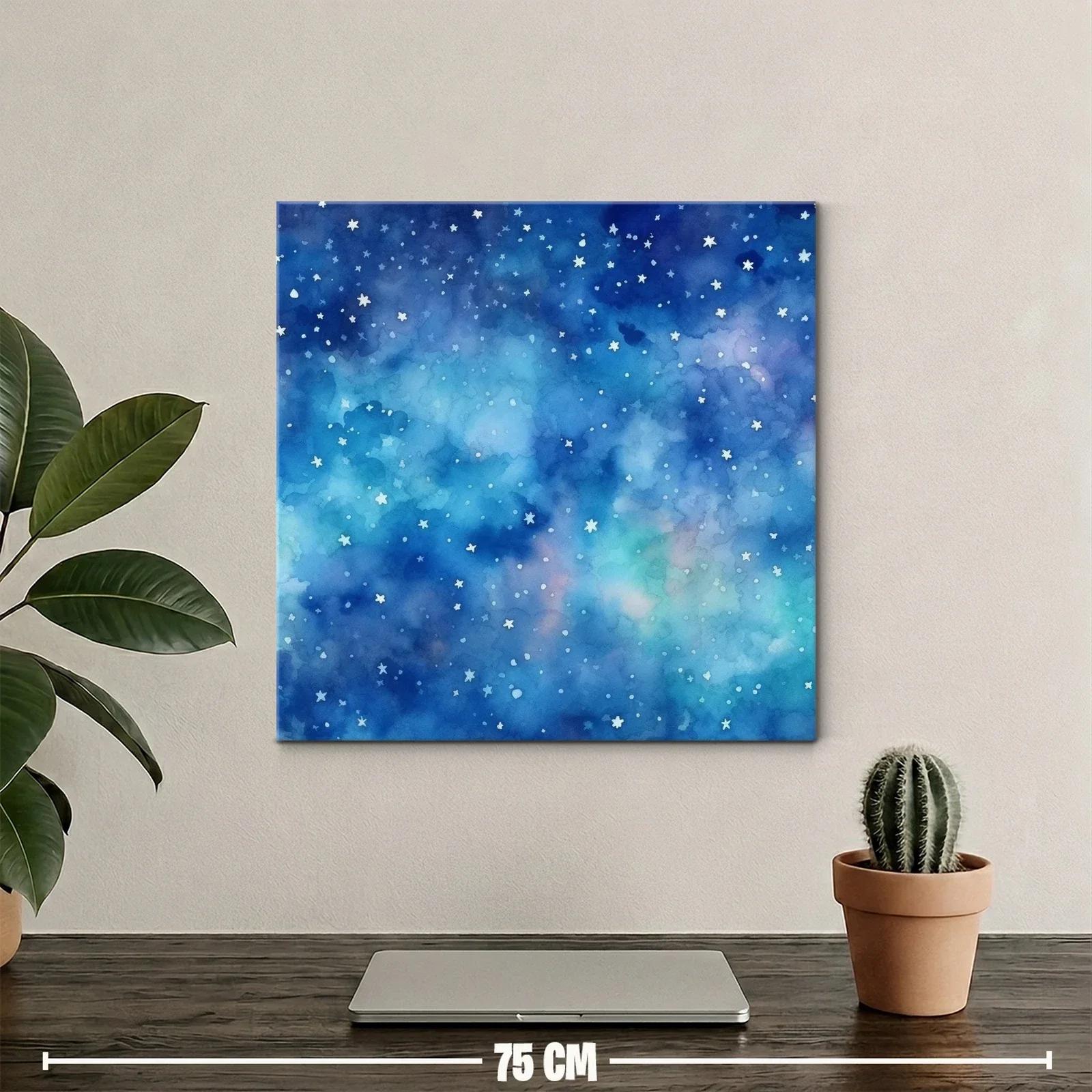 Cuadro abstracto con cielo estrellado y tonos azules — miniatura 2