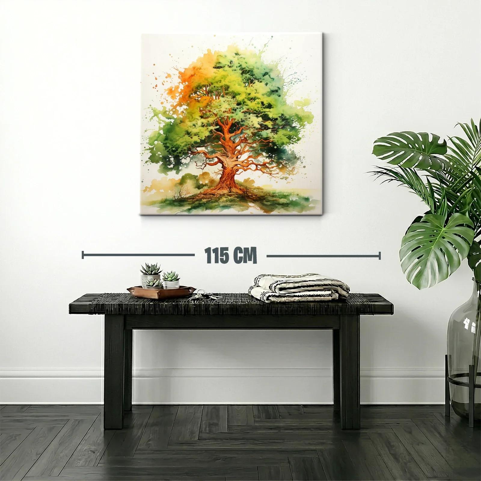Árbol vibrante con follaje en tonos verdes y naranjas — miniatura 2