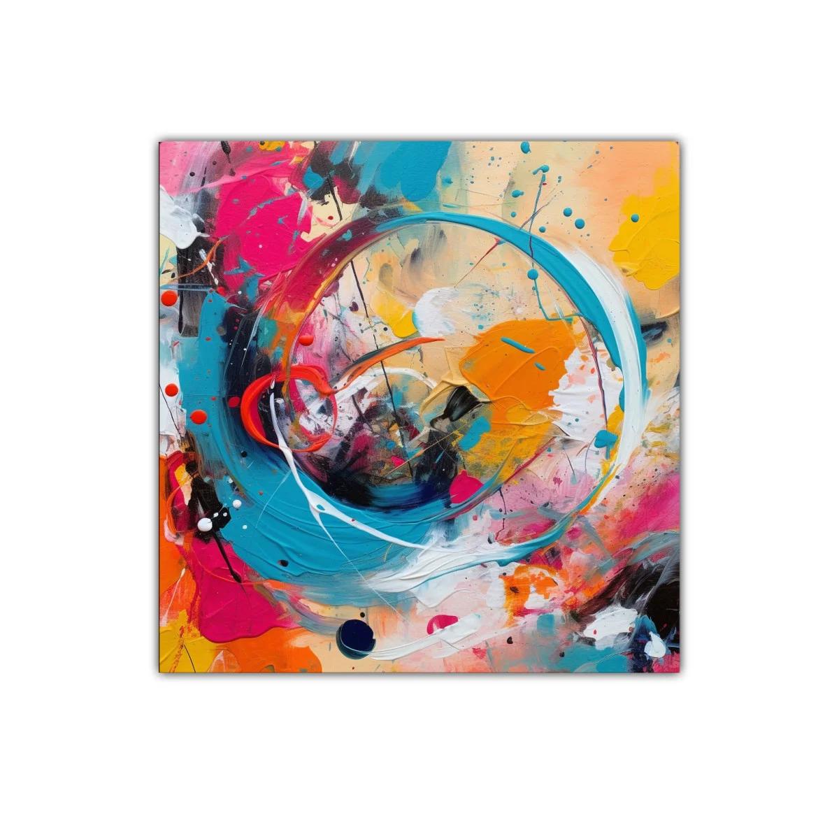 Cuadro abstracto con formas circulares y vibrantes colores — miniatura 1