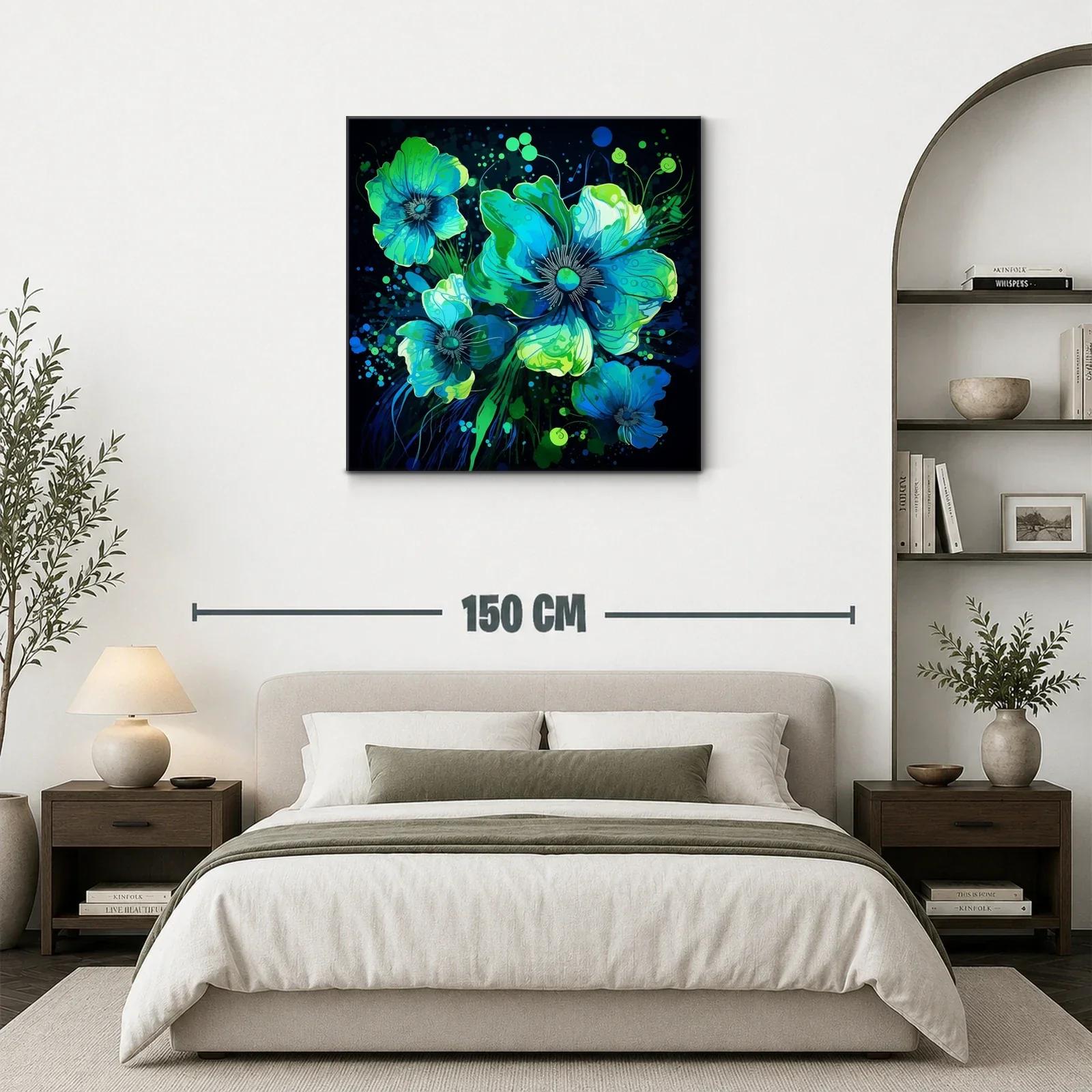 Flores vibrantes en tonos azules y verdes intensos — miniatura 3