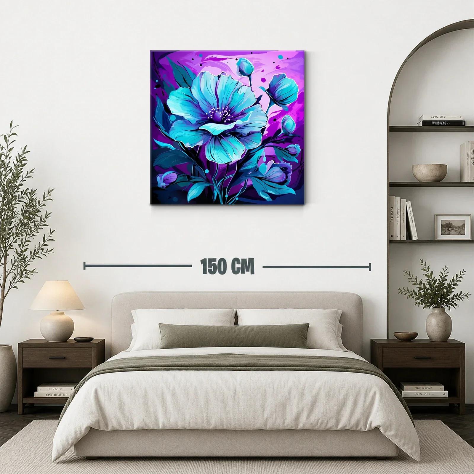 Flor azul vibrante con fondo púrpura intenso — miniatura 3