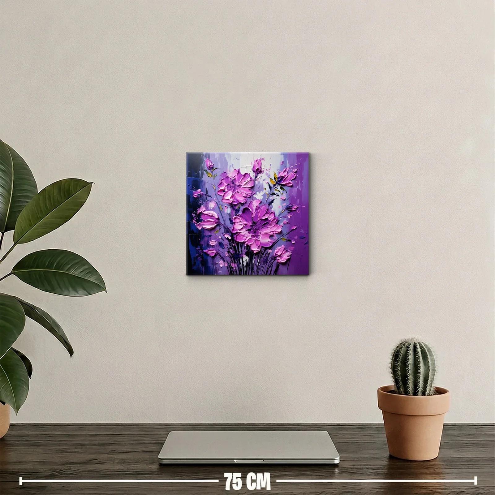 Cuadro decorativo con flores en vibrantes tonos morados y lilas — miniatura 2