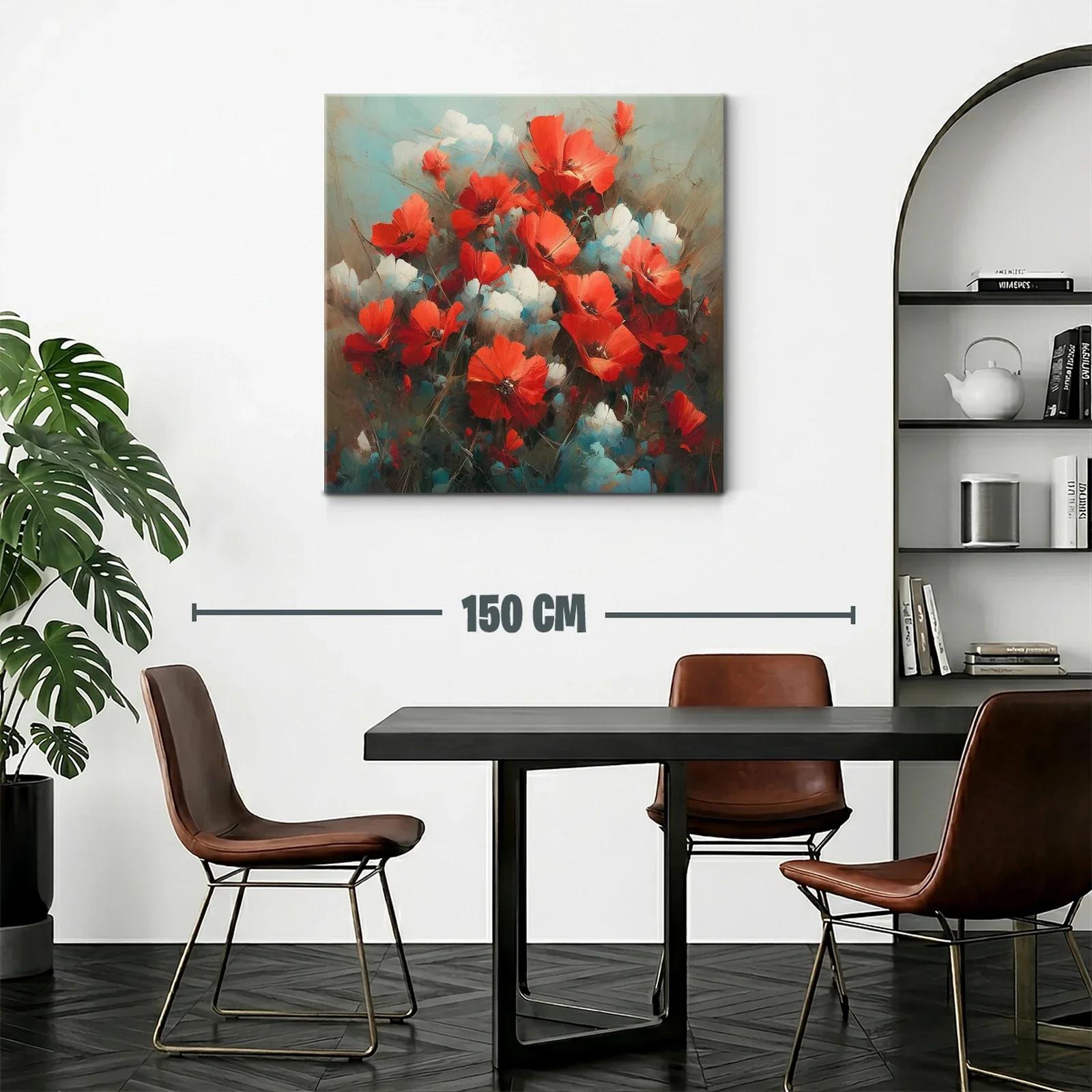 Cuadro floral con vibrantes amapolas rojas y detalles blancos — miniatura 2