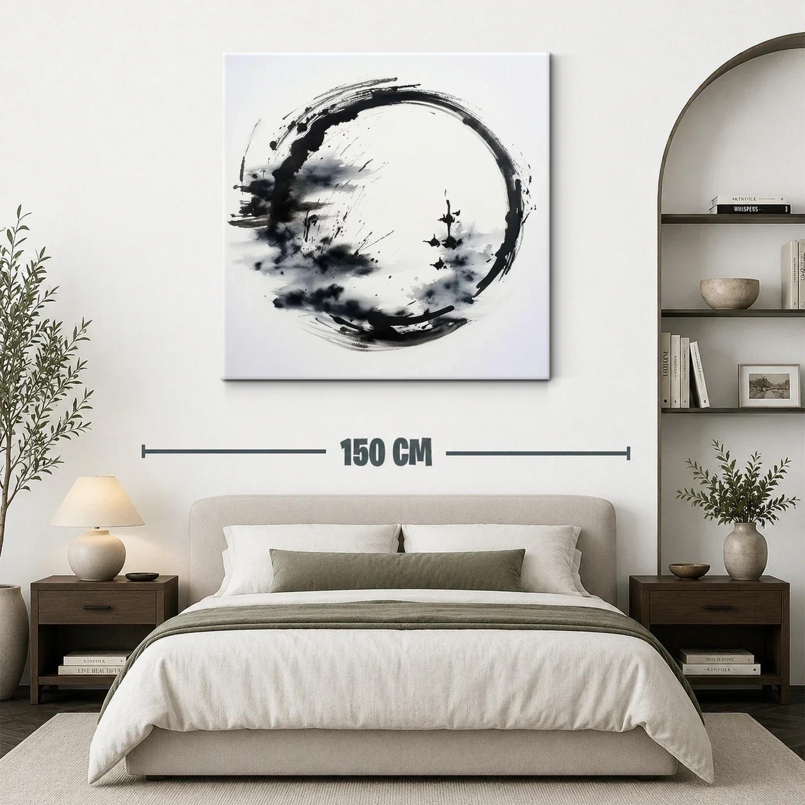 Cuadro círculo zen en blanco y negro para espacios modernos — miniatura 3