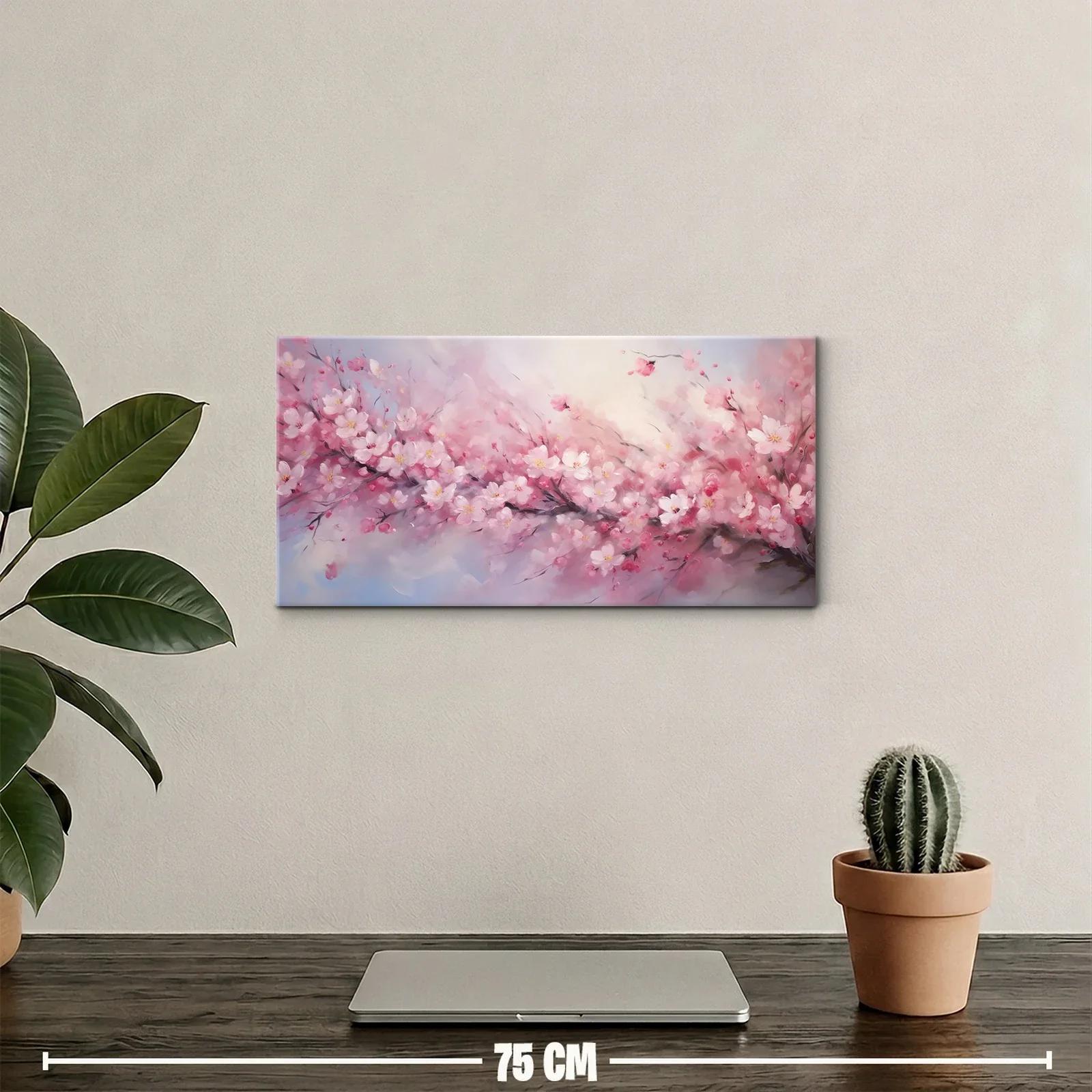 Cuadro rama de flores de cerezo con fondo brumoso — miniatura 2